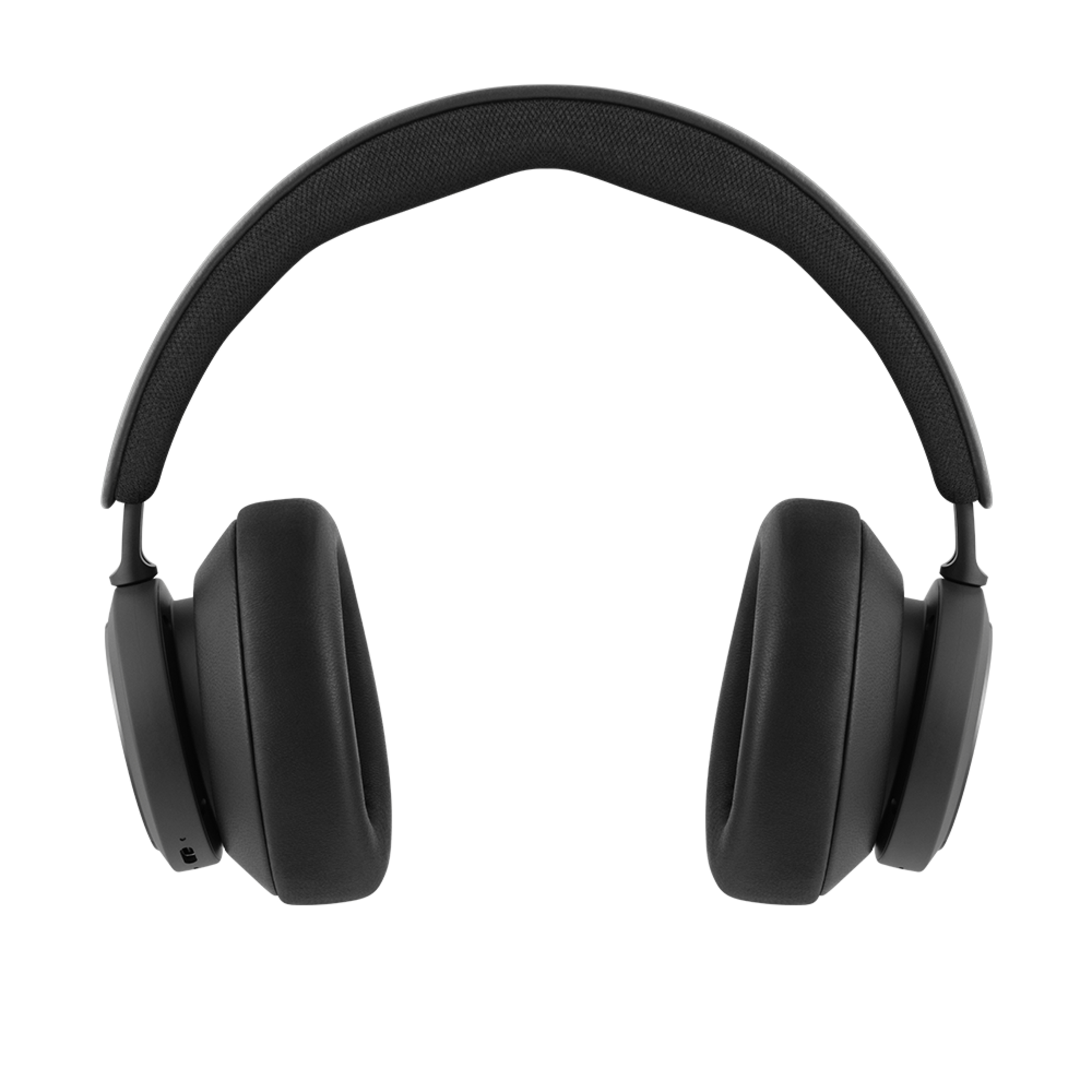 Casque circum-auriculaire noir, vue de dessus, avec un design simple.