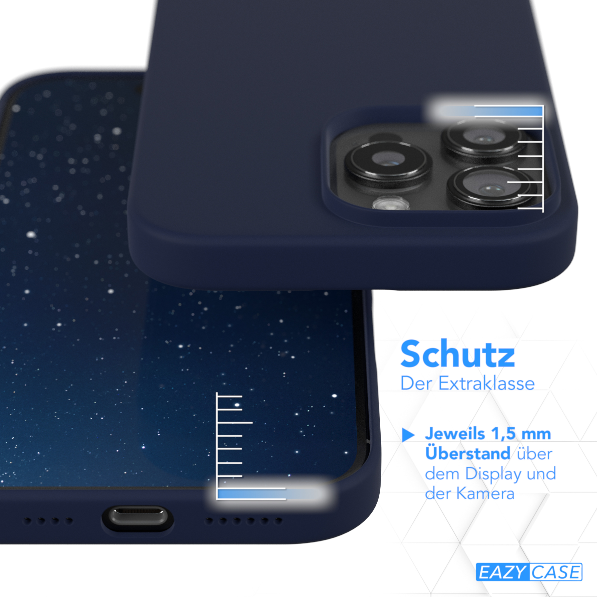Eine Handyhülle mit Telefon darin. Zeigt den Schutz und den Kameraschutz.