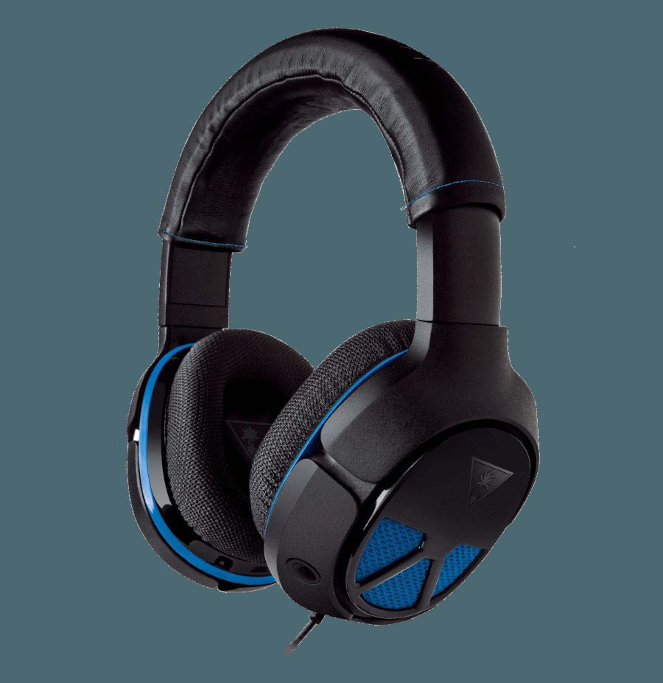 Czarny i niebieski zestaw słuchawkowy dla graczy z mikrofonem. Zestaw słuchawkowy ma niebieski design z siatki.