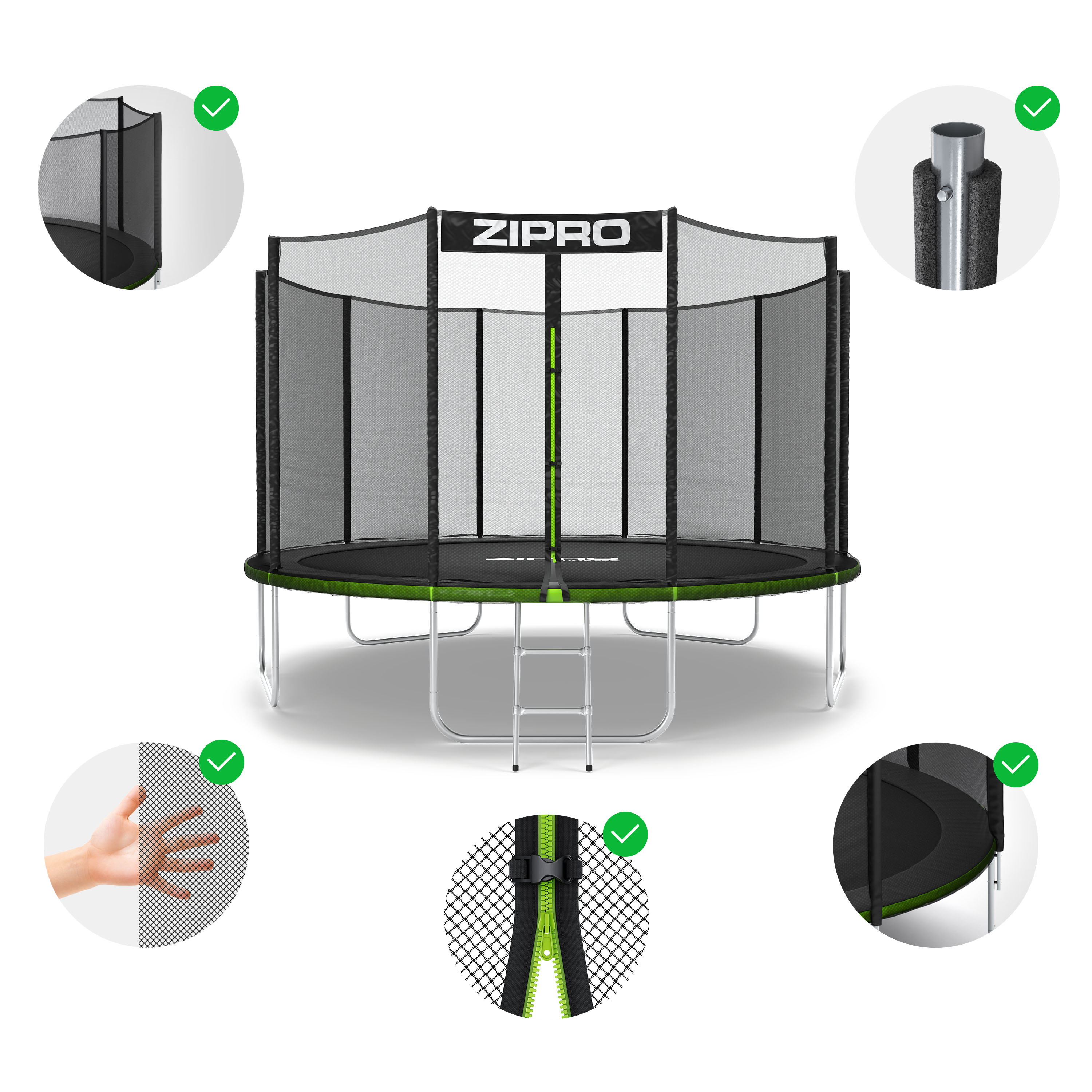ZIPRO Jump Pro 12FT 374cm Trampolin, schwarz