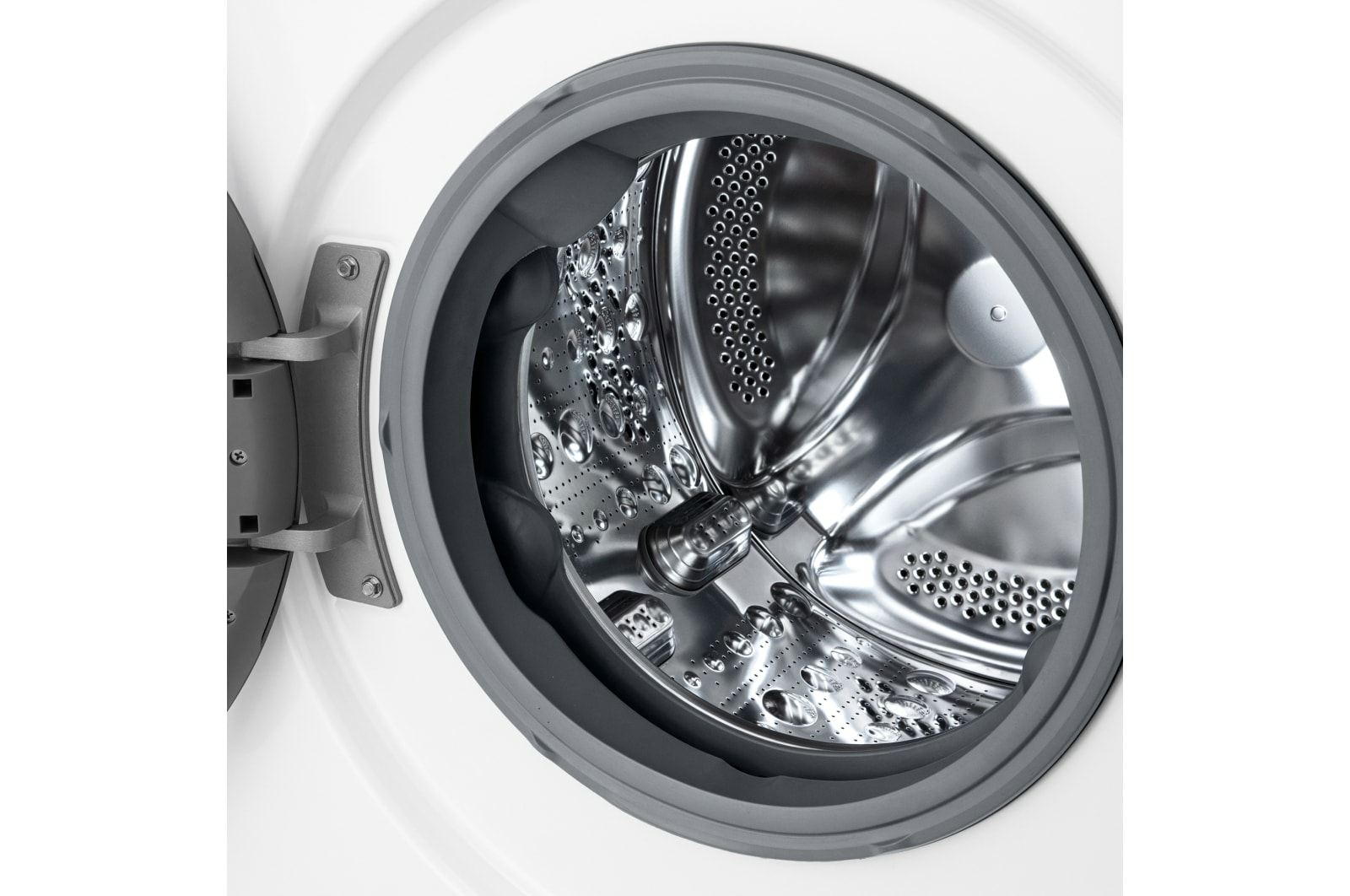 Otwarte drzwi pralki, pokazujące bęben.