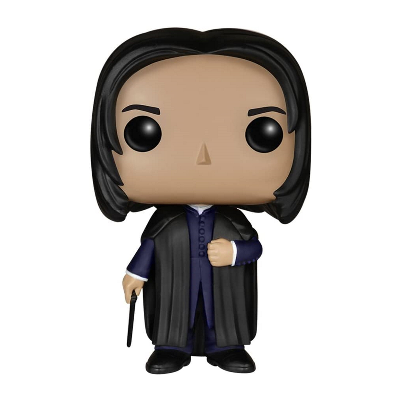 Figura Funko Pop di Severus Piton, con abiti neri, bacchetta.