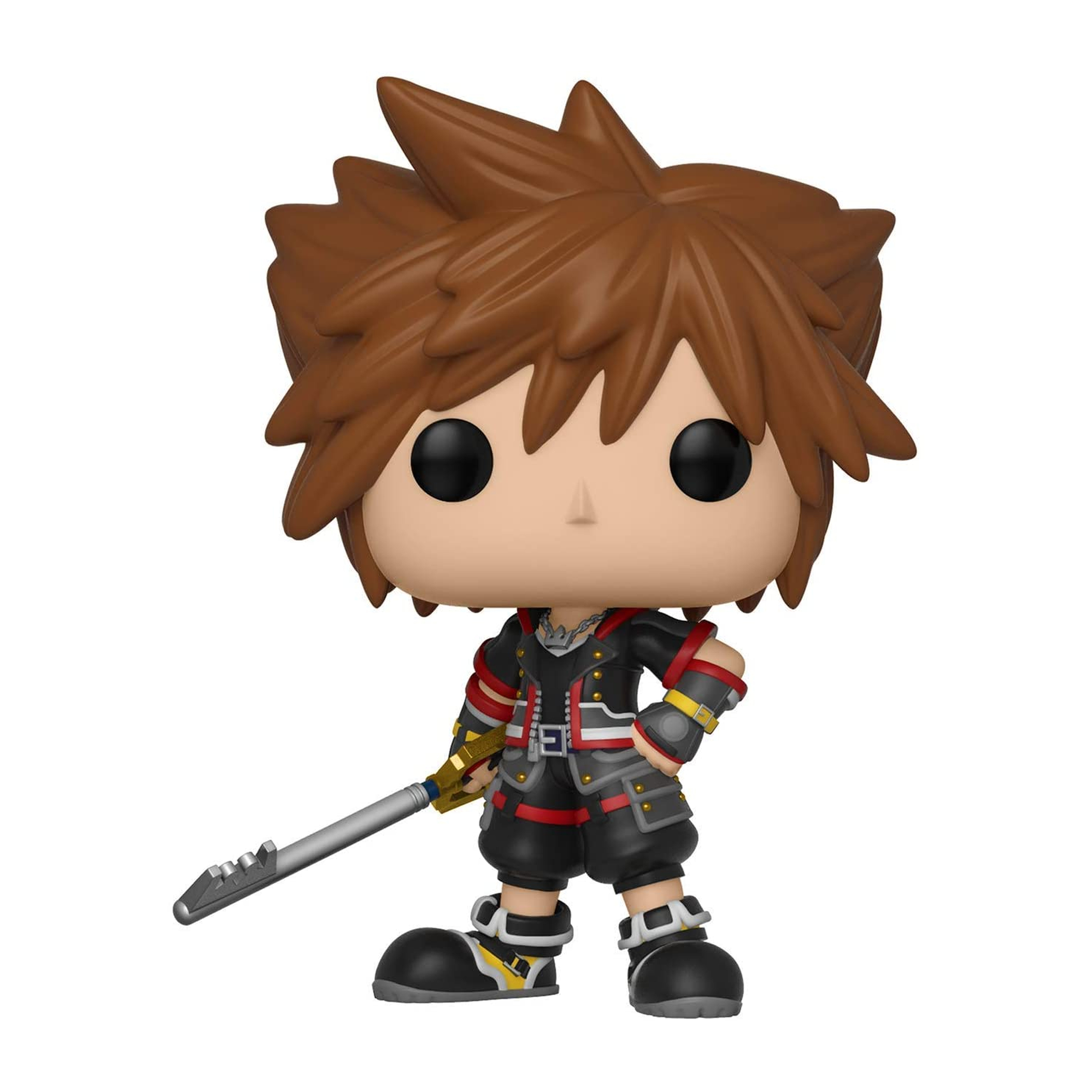 Eine Funko Pop Figur einer Figur aus Kingdom Hearts, die einen Keyblade hält.