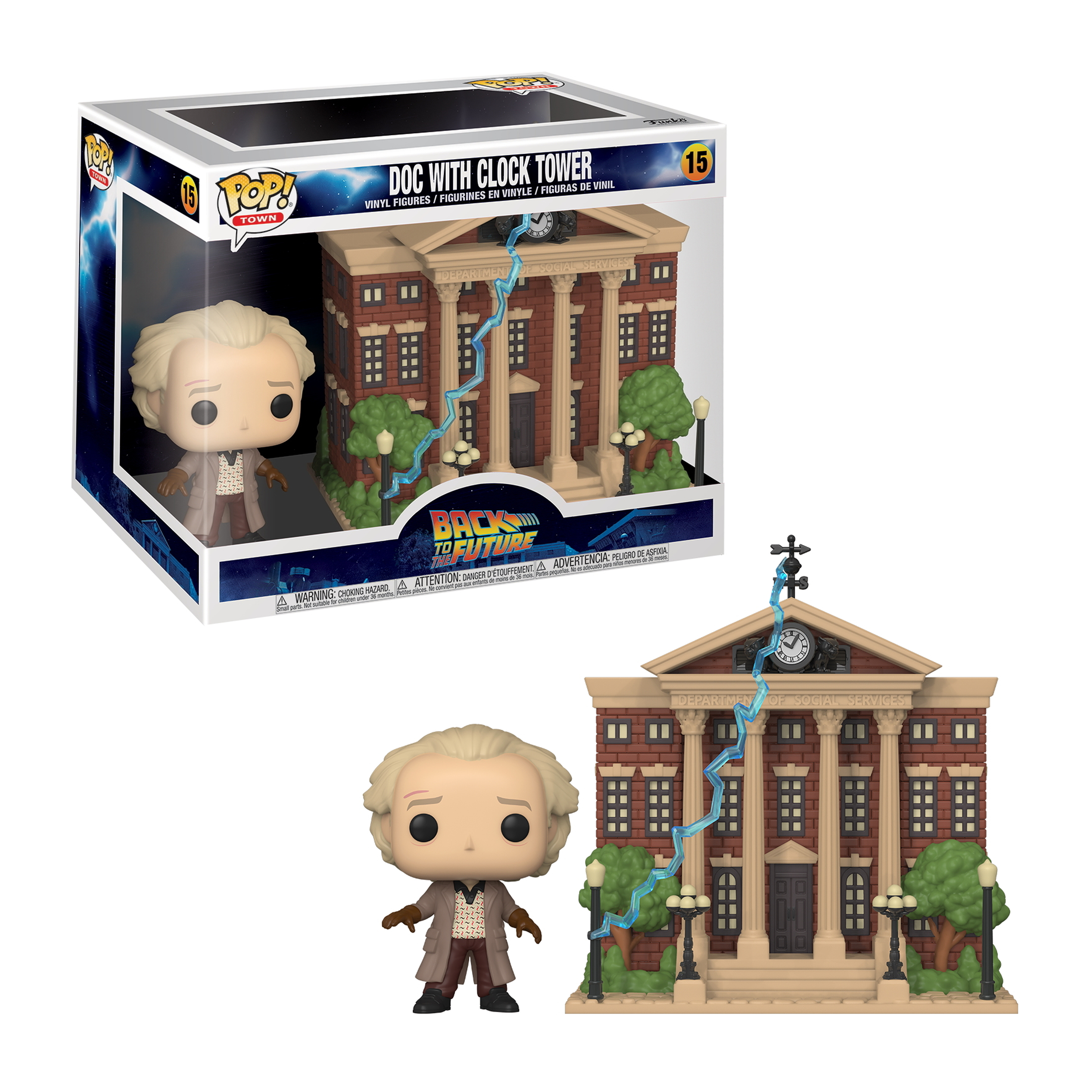 Zestaw figurek Pop! z Doktorem z Clock Tower i pudełkiem wystawowym.