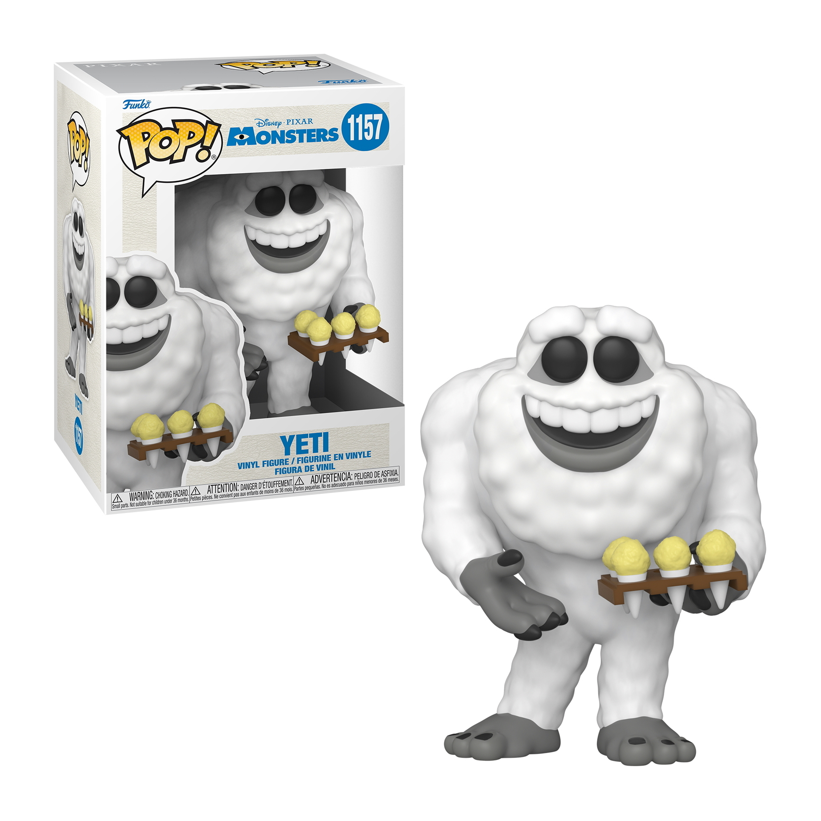 Figura de Yeti con conos. Caja dice Funko Pop! y Yeti. Fondo blanco.