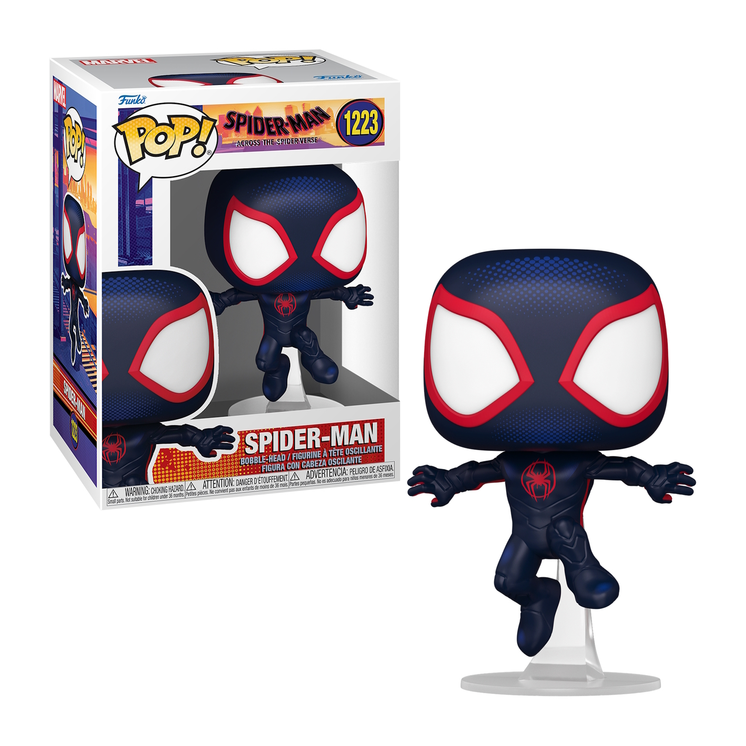Spider-Man Funko Pop Figur im Karton mit Spider-Man Figur.