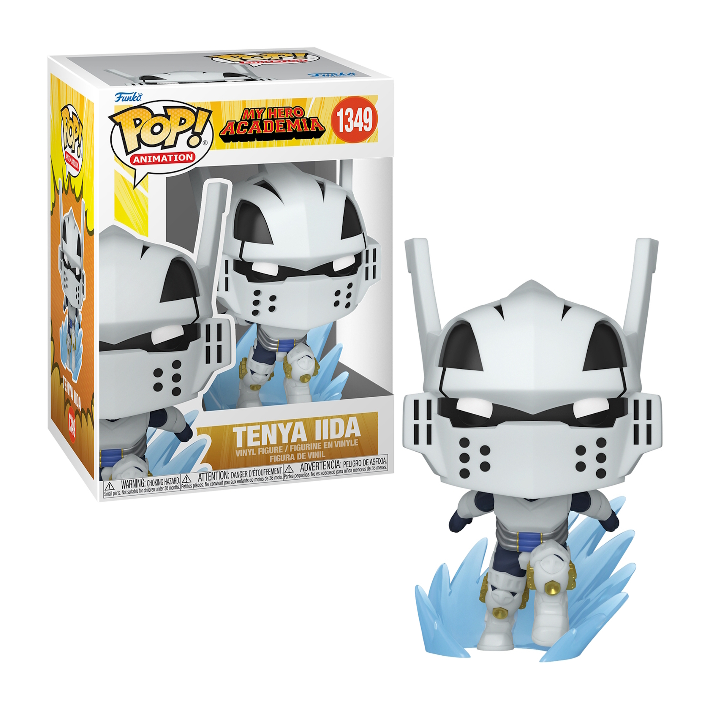 Funko Pop Figur von Tenya Iida aus My Hero Academia, mit Verpackung. Figur steht auf Eis.