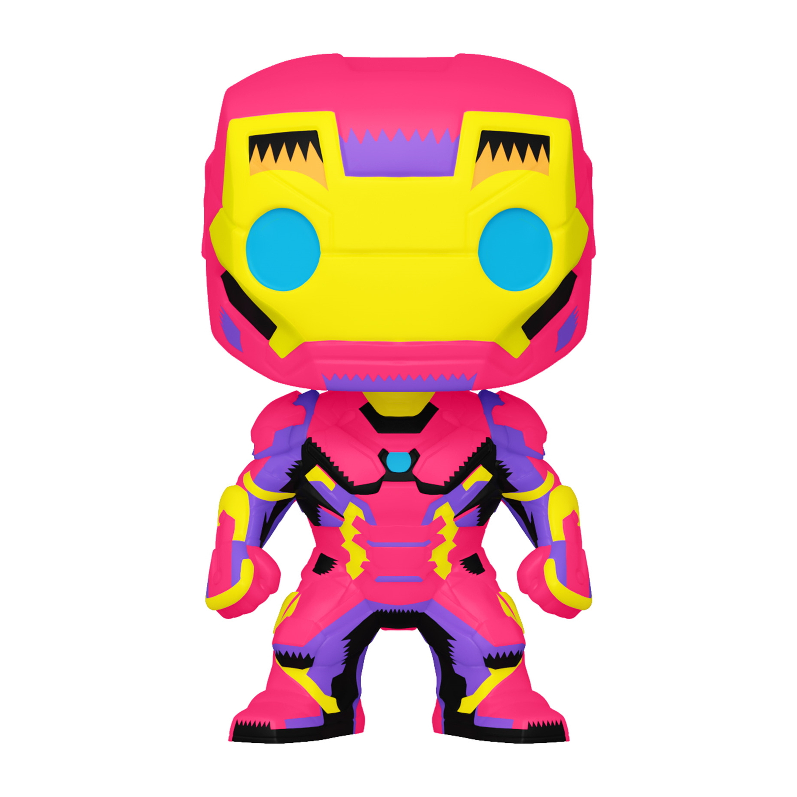 Figurka Funko Pop Iron Mana. Różowa i żółta zbroja, niebieskie oczy.