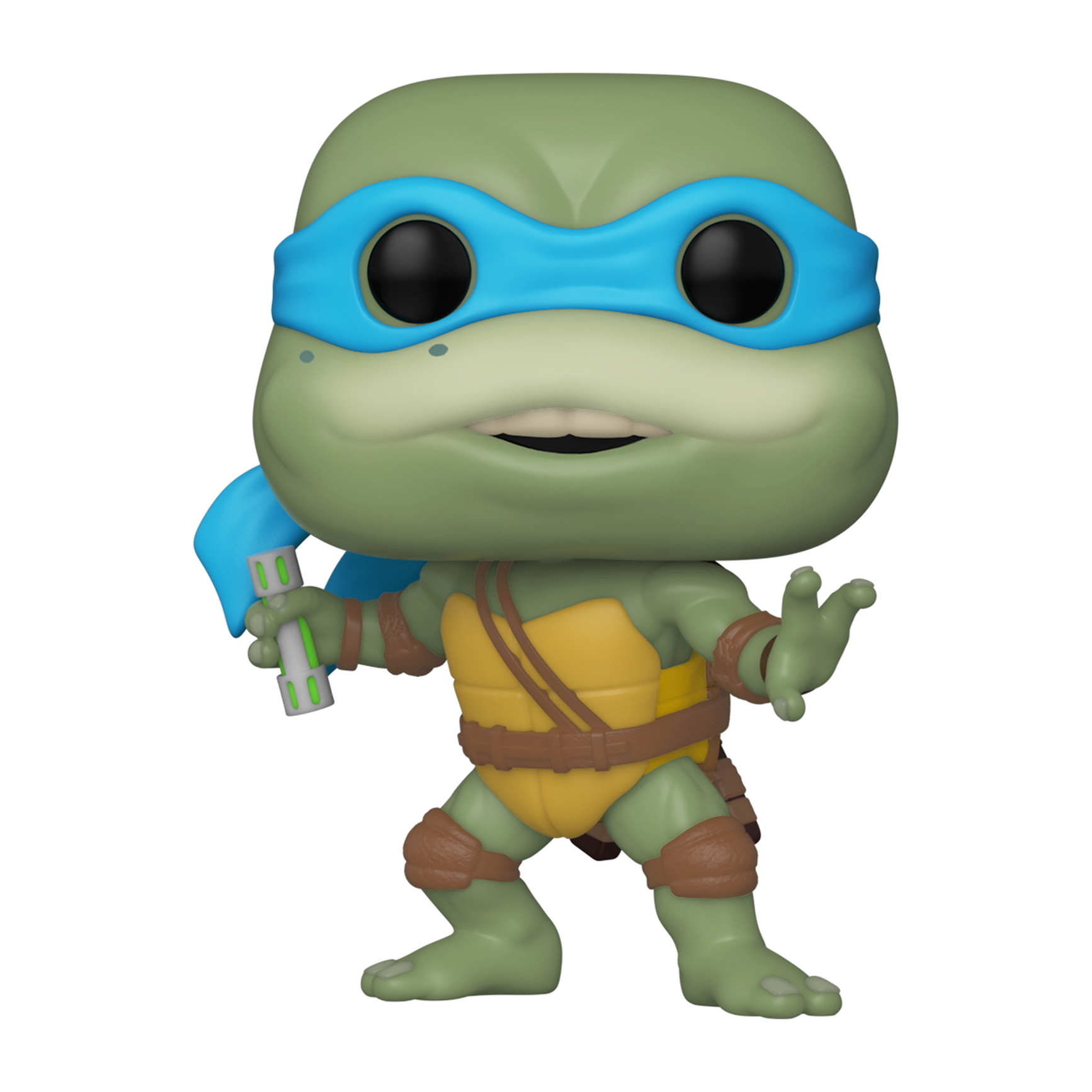 Personaggio Leonardo Tartarughe Ninja Funko Pop. Maschera blu e arma.