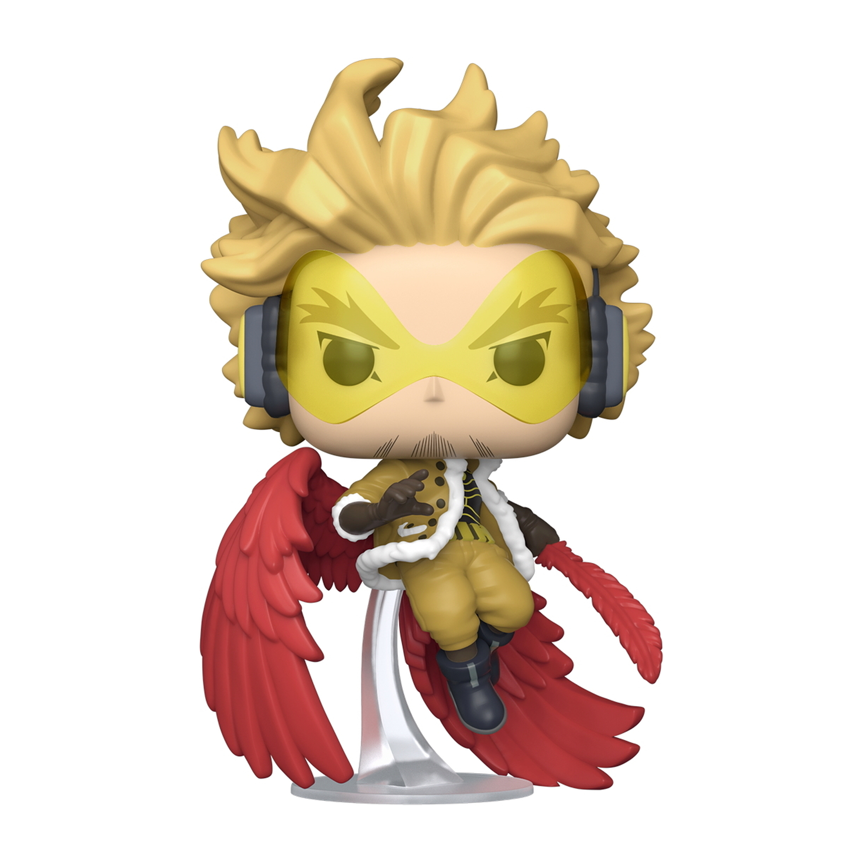 Figurka Funko Pop Hawks, postać z My Hero Academia, z czerwonymi skrzydłami.