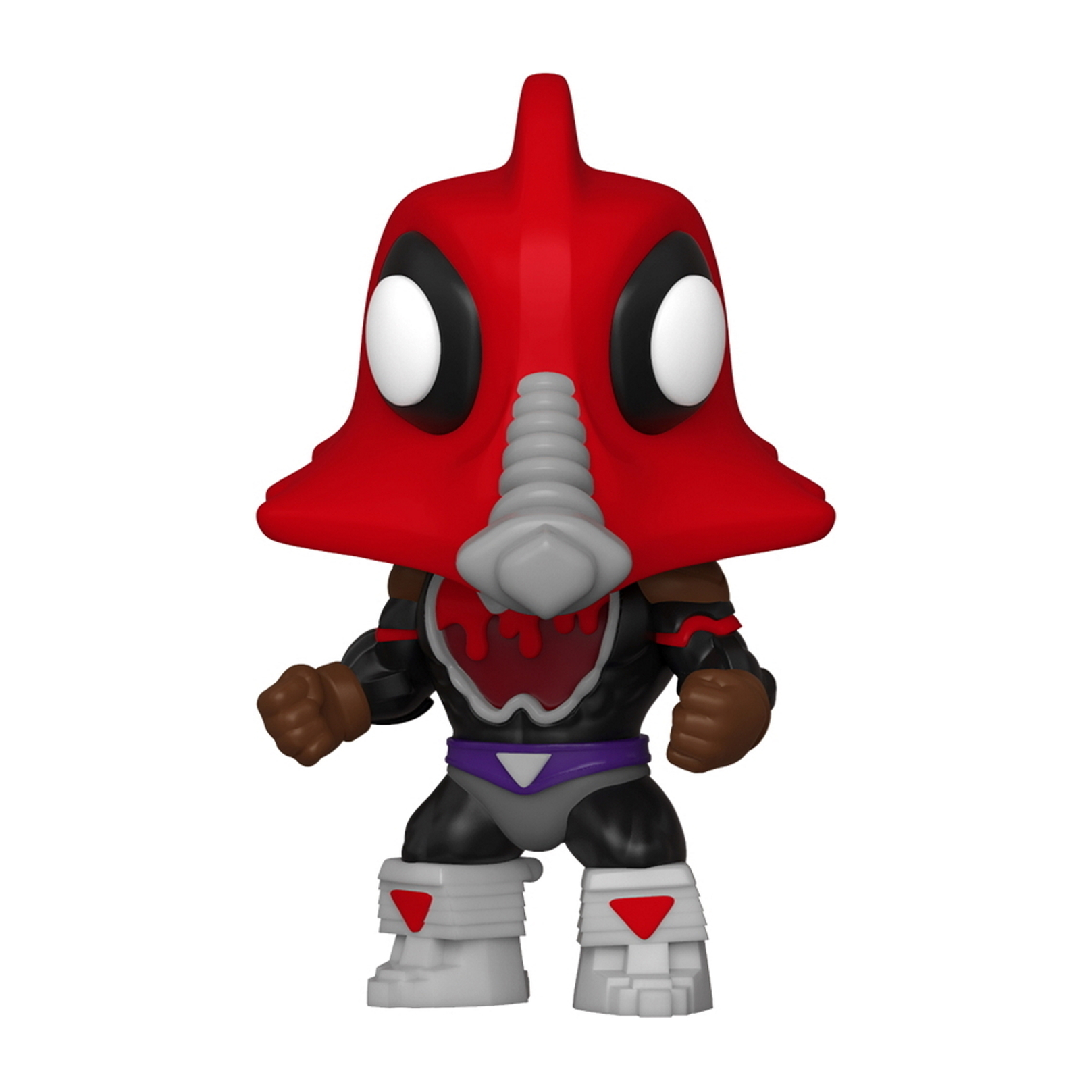 Funko Pop Figur eines Charakters mit rotem Helm, großem roten Kopf und grauem Gesicht.