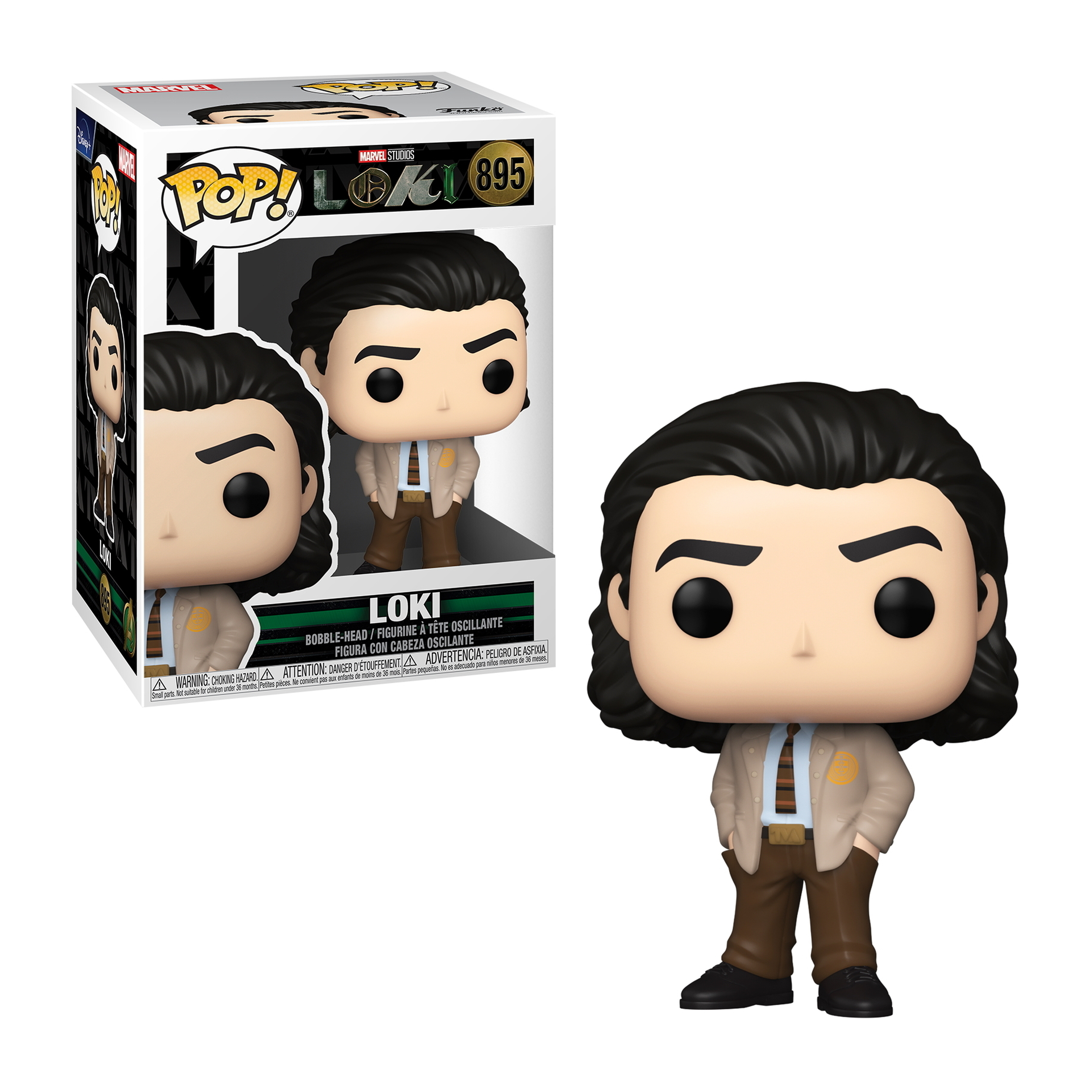 Figurka Loki bobblehead w pudełku, z figurką wystającą.