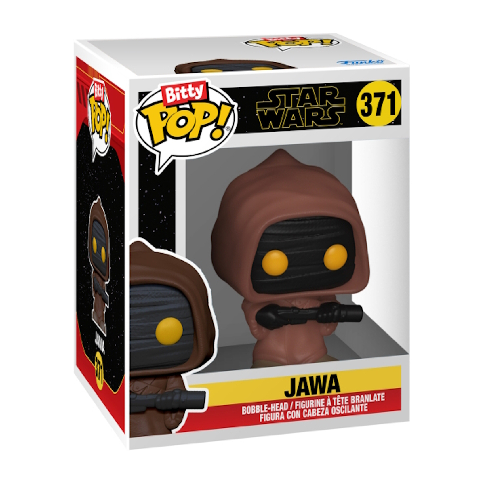 Funko Pop! figuur van een Jawa in een displaybox.