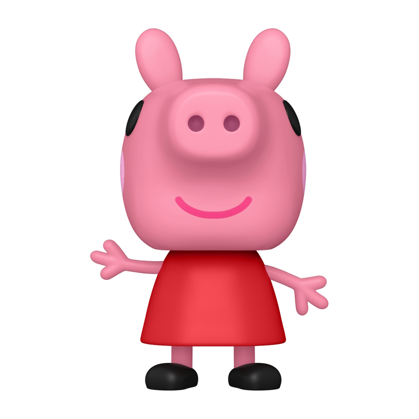 Figura de Peppa Pig Funko Pop, cerdita rosa con vestido rojo, zapatos negros.