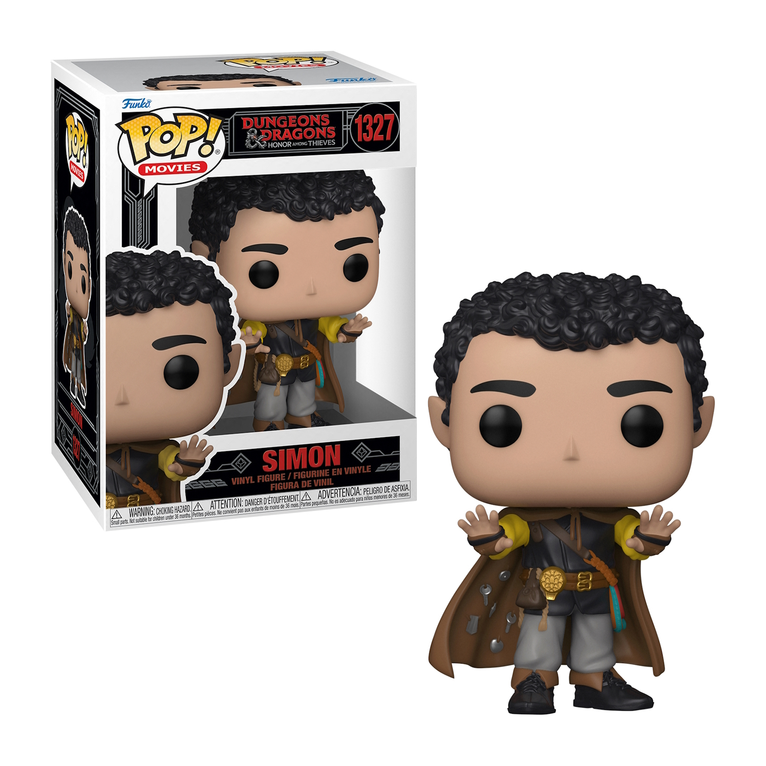 Funko Pop di Simon di Dungeons & Dragons, in posa con le braccia aperte, in scatola.