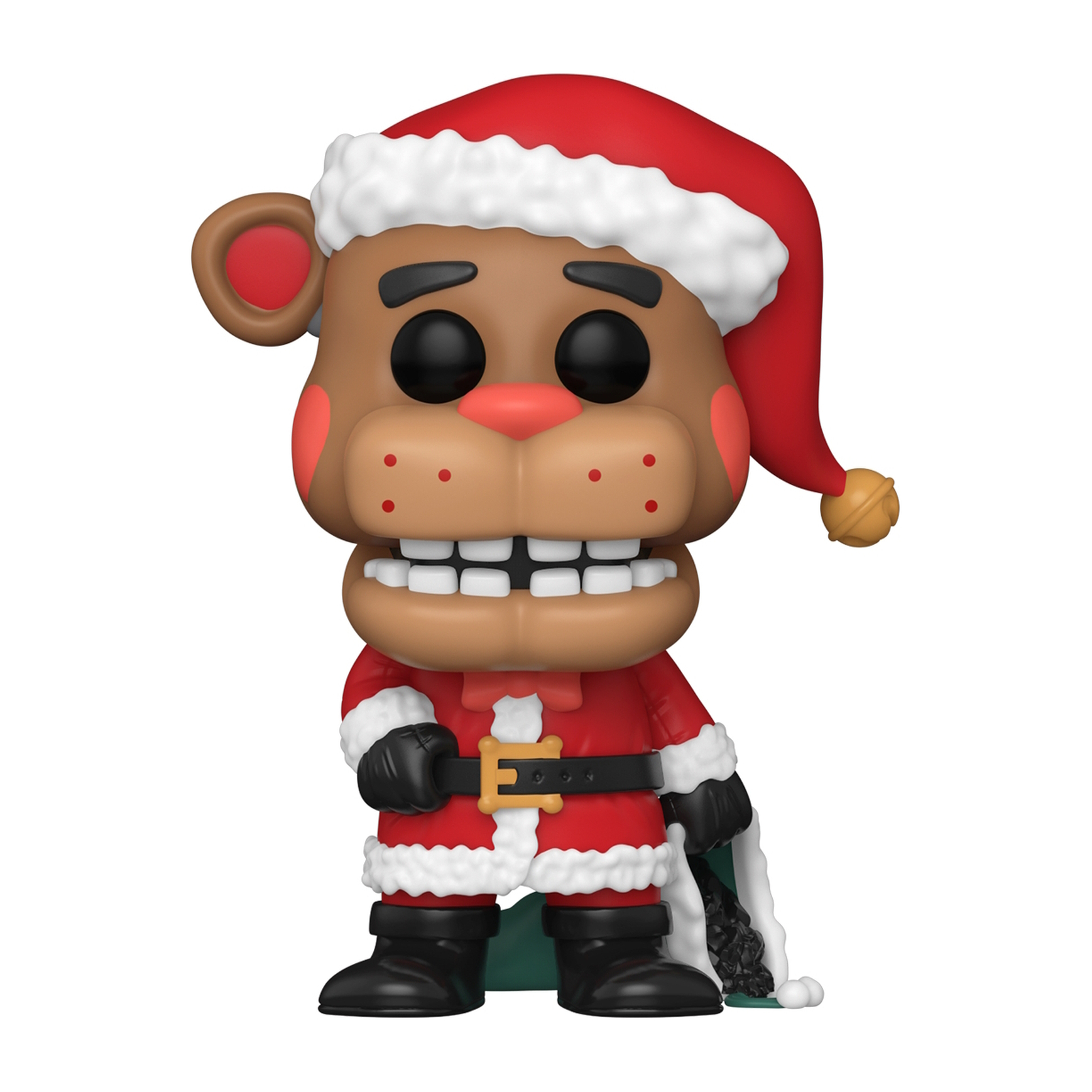 Figura Funko Pop de Freddy Santa Claus, con traje y gorro rojos, botas negras.