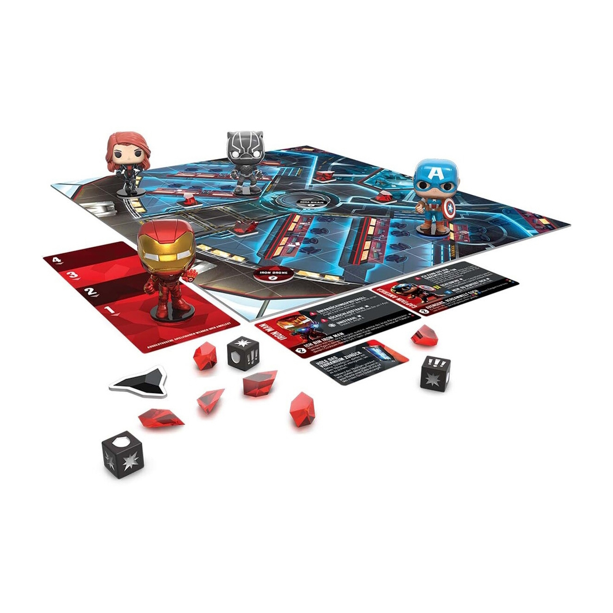Gioco da tavolo Avengers con personaggi di Iron Man, Vedova Nera, ecc.