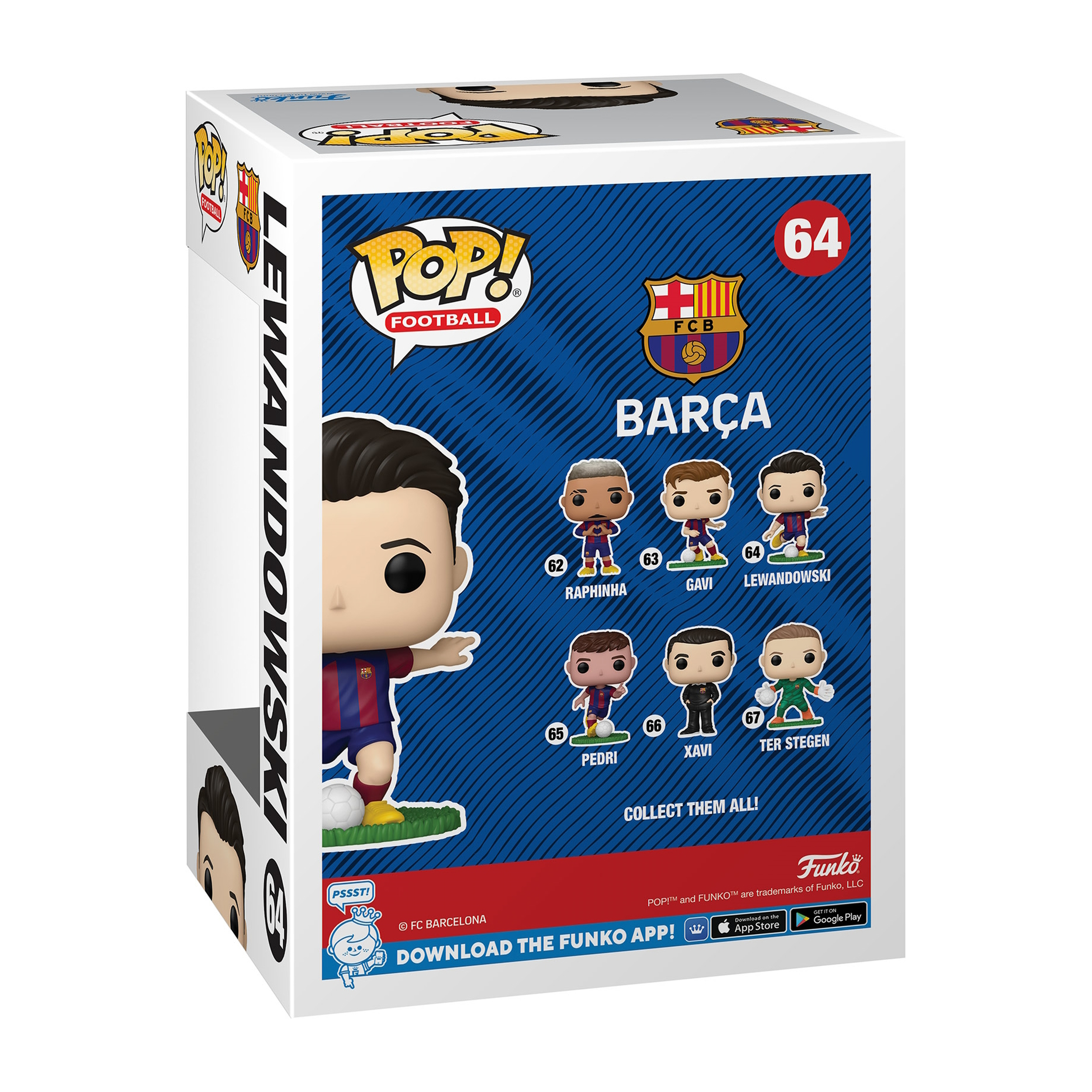 Tył pudełka Funko Pop. Pokazuje figurki Funko Pop piłkarzy.