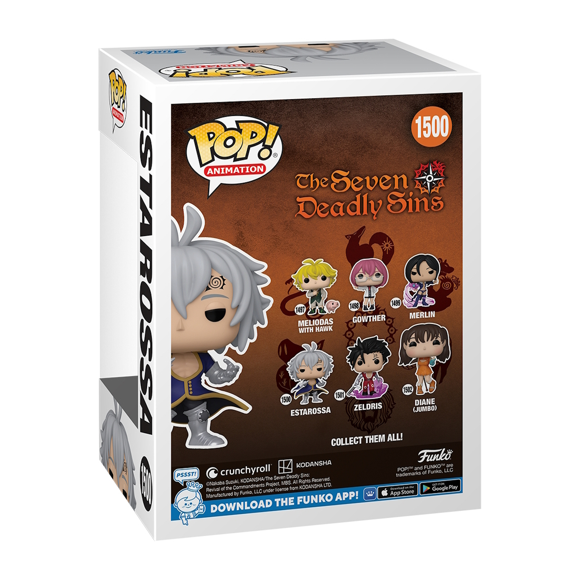 Pudełko Funko Pop. Figurka Estarossy z The Seven Deadly Sins pokazana z tyłu pudełka.