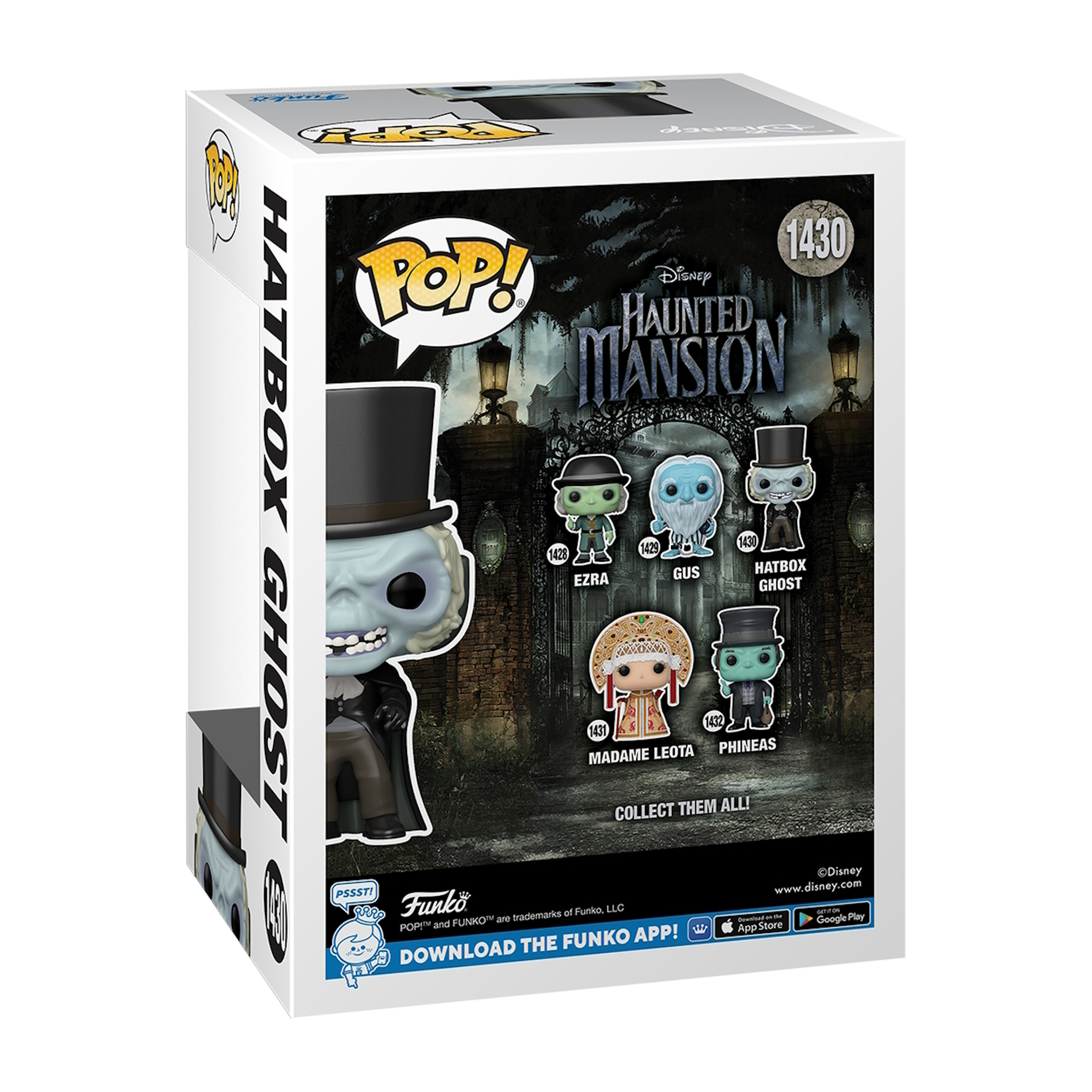 Una scatola Funko Pop con la Haunted Mansion, con diversi personaggi fantasma.