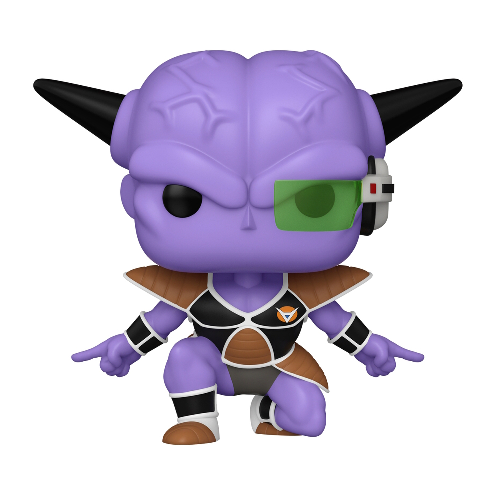 Eine Funko Pop Figur eines lila, außerirdisch aussehenden Charakters mit schwarzen Hörnern.