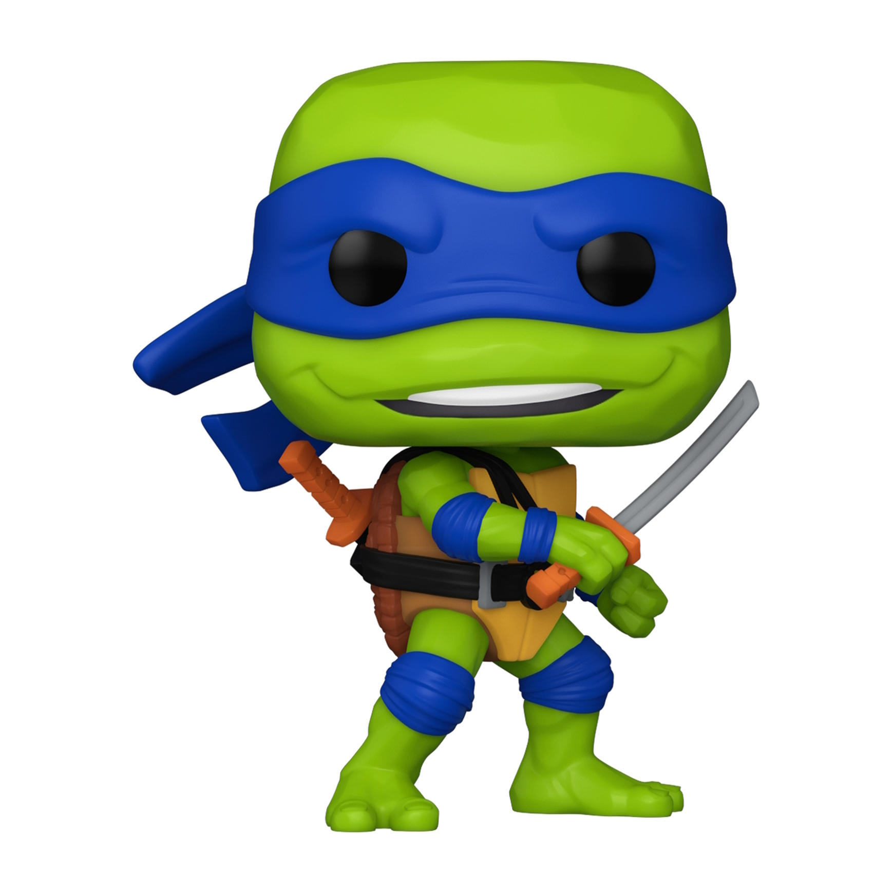 Figura di Leonardo TMNT Funko Pop. Pelle verde, maschera blu e due spade.
