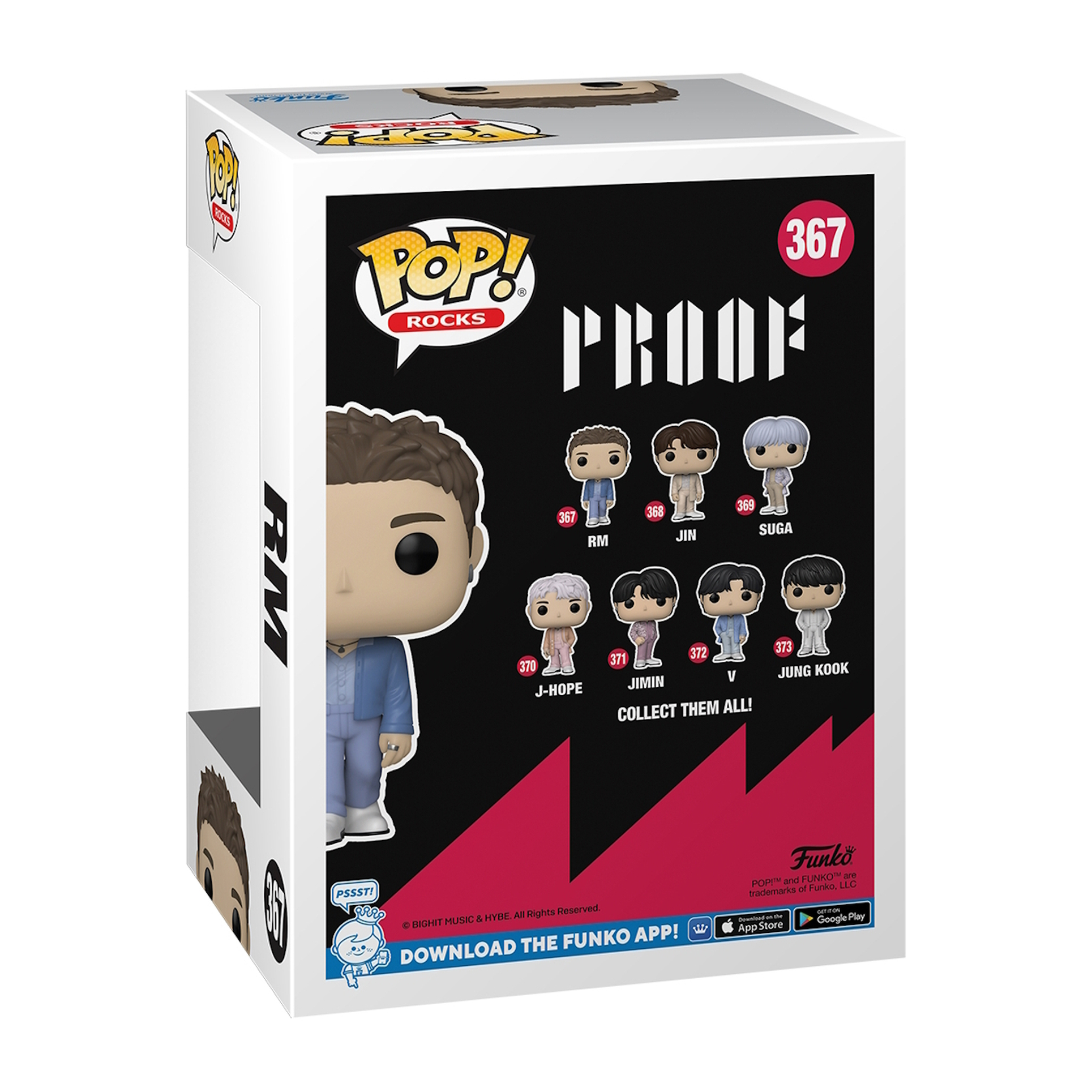 Funko Pop Box mit einer Figur auf der Vorderseite und anderen Figuren auf den Seiten.