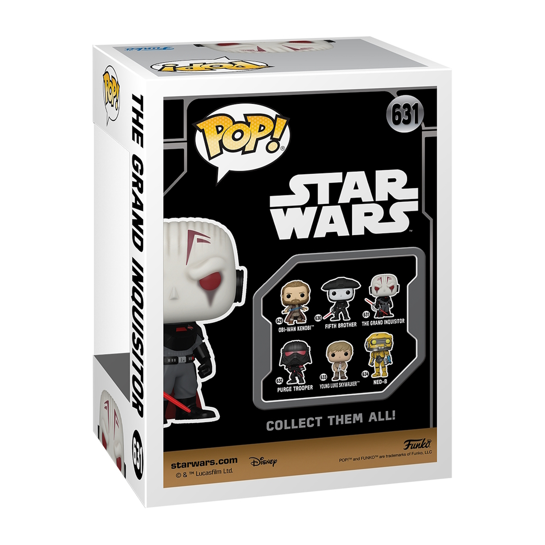Caja Funko Pop! de The Grand Inquisitor. Fondo blanco. Otros personajes de Star Wars.