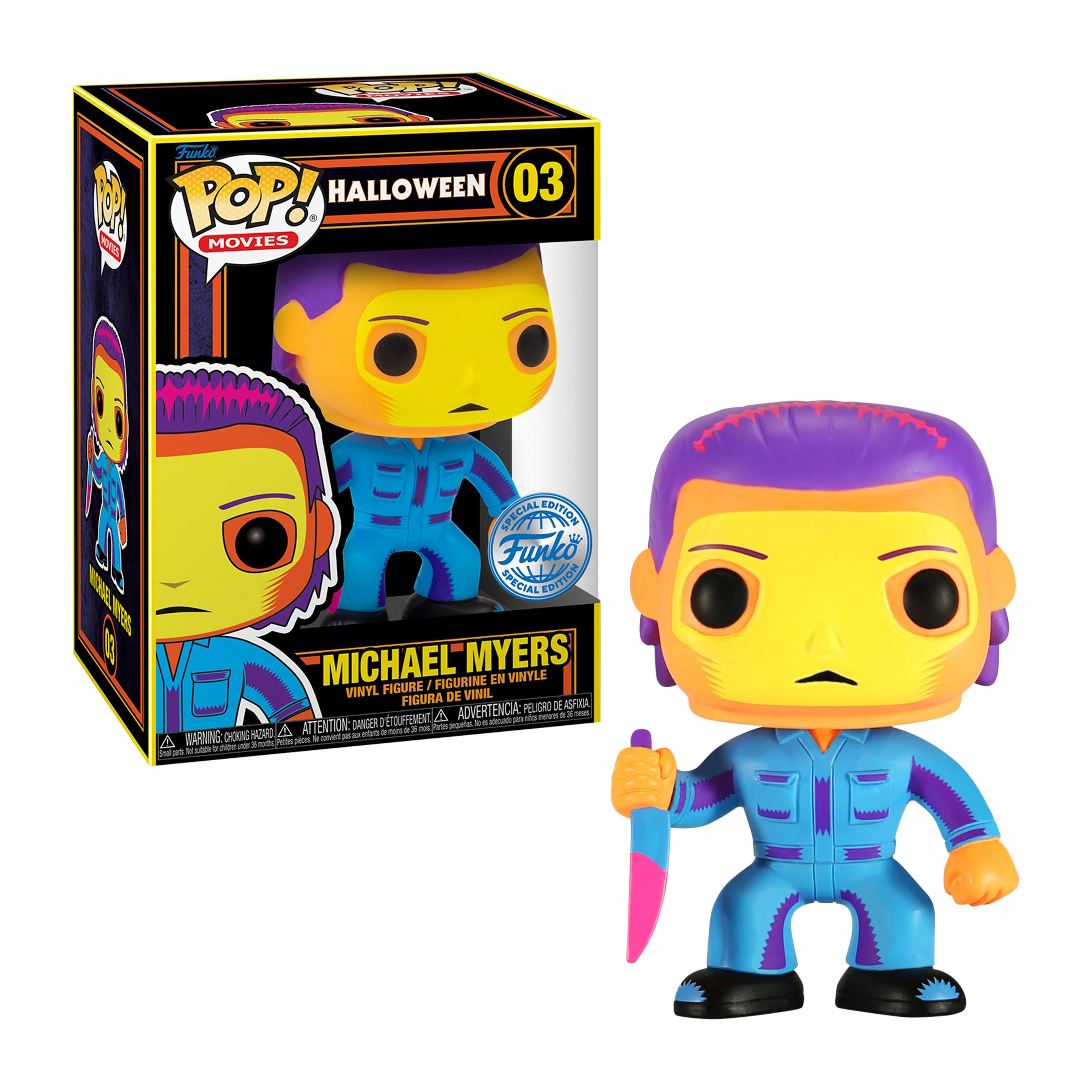 Una figura Funko Pop di Michael Myers dal film Halloween in una scatola.