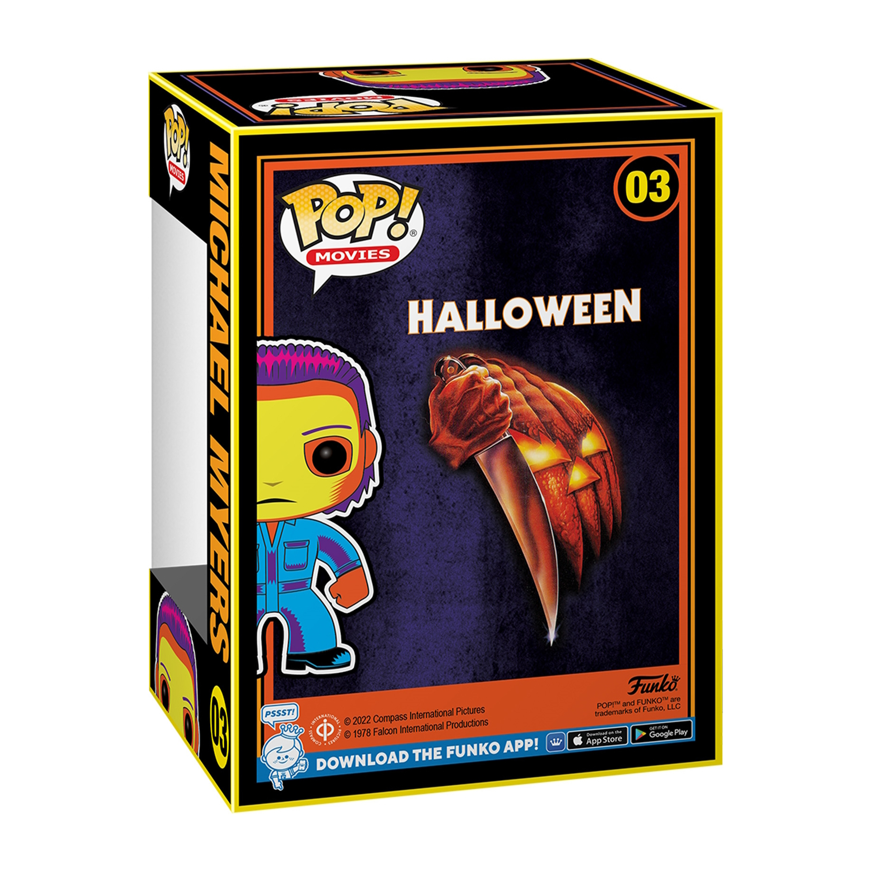 Una scatola Funko Pop di Michael Myers a tema Halloween.