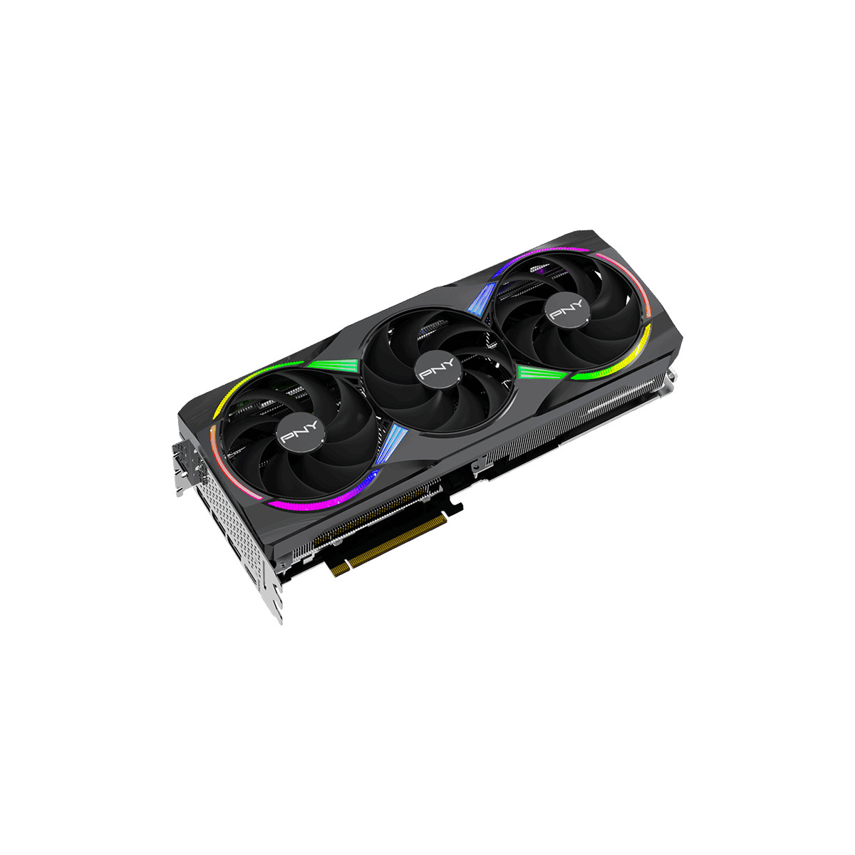 Een high-performance grafische kaart met drie ventilatoren en RGB-verlichting.