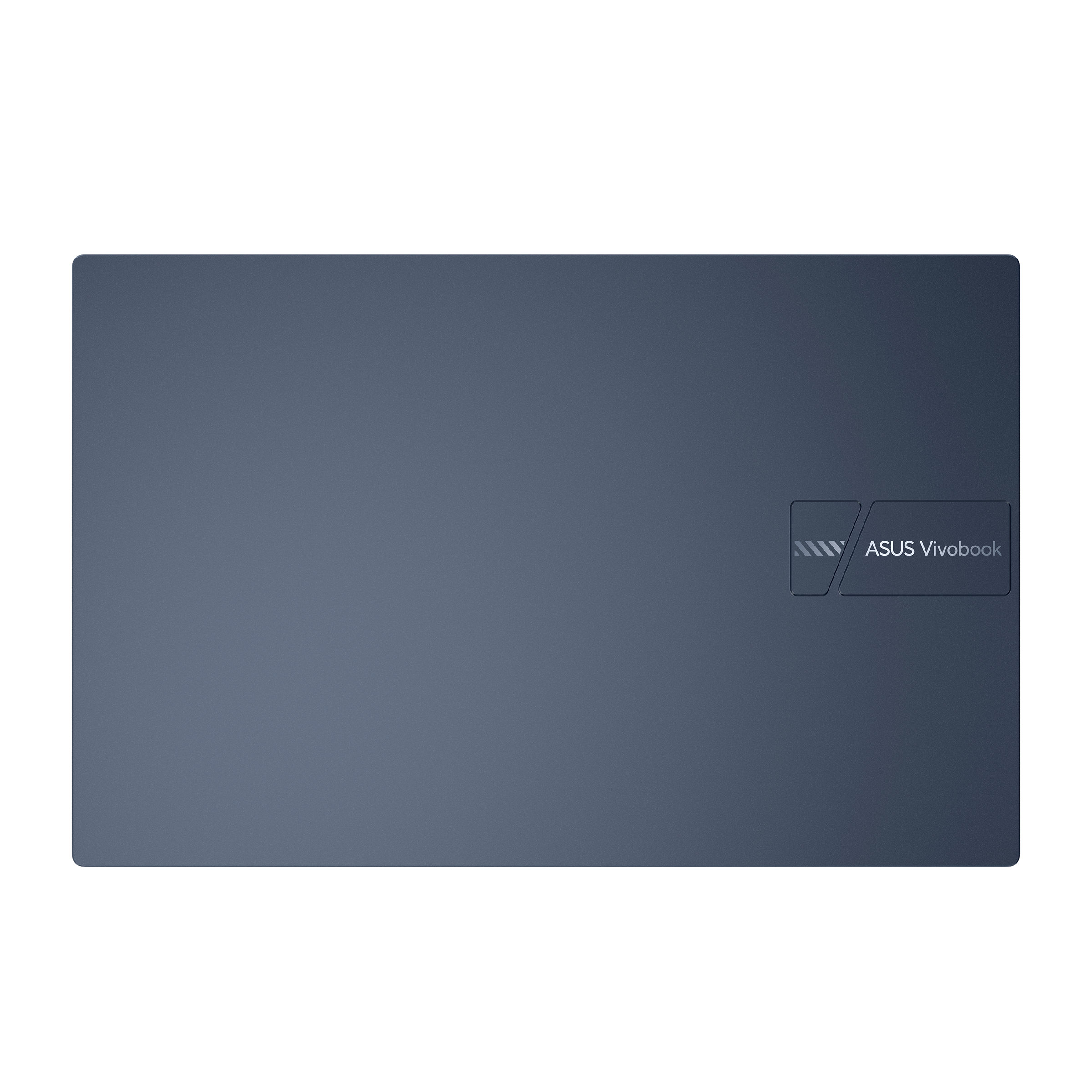 Un portátil gris oscuro, cerrado, con el logotipo de ASUS Vivobook.