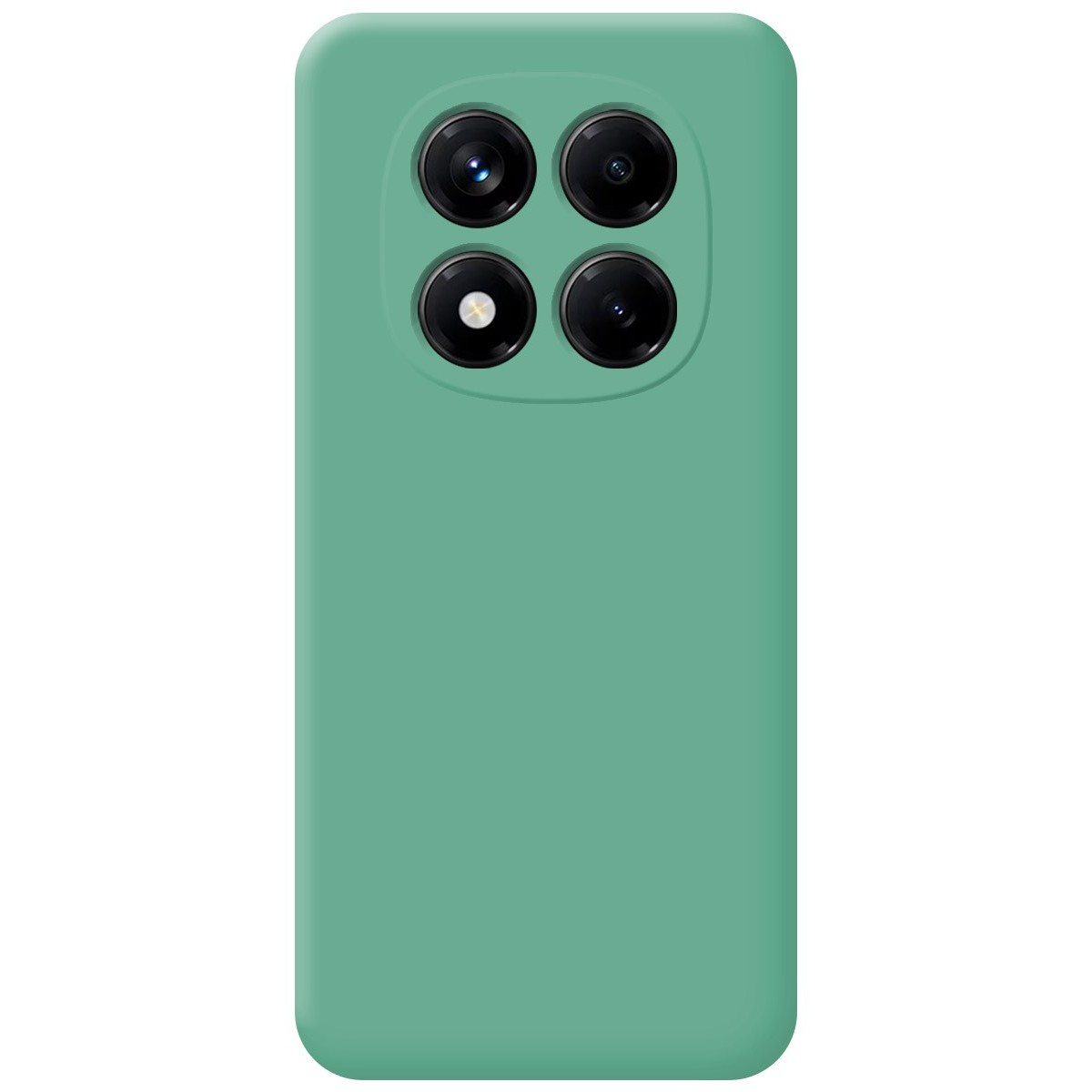 Retro di smartphone, turchese, con quattro lenti della fotocamera.