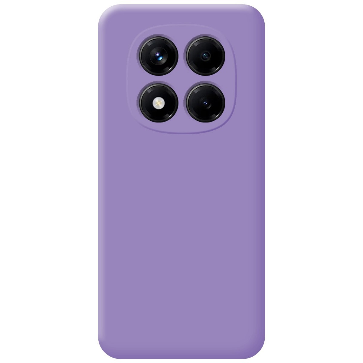 Custodia per telefono viola, configurazione quad-camera visibile. Sfondo bianco.