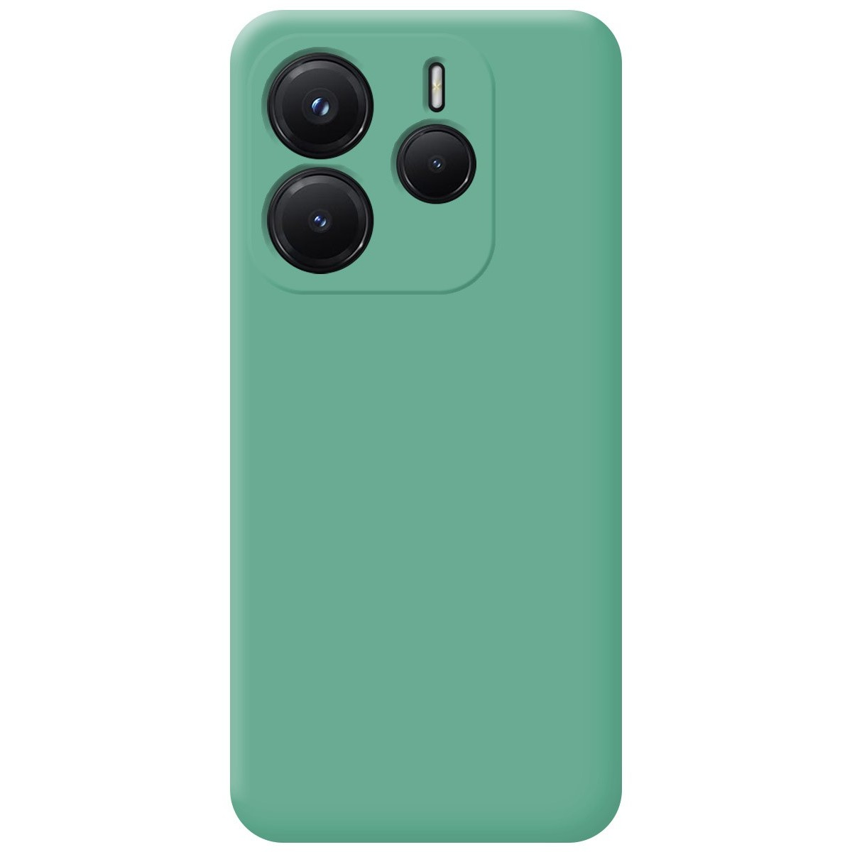 Custodia per telefono verde con un modulo fotocamera.
