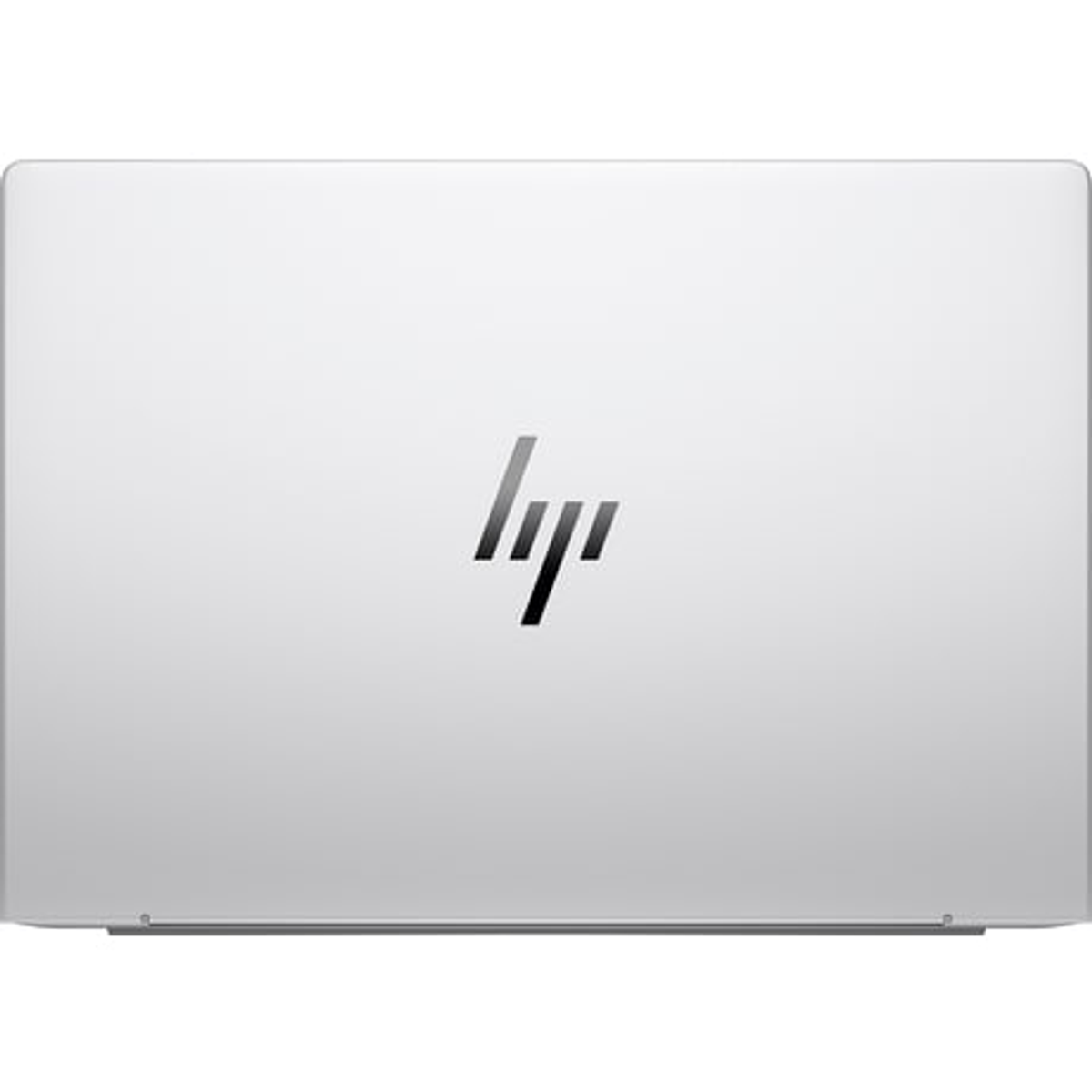 Un portátil HP plateado con el logotipo de HP visible en la tapa superior.