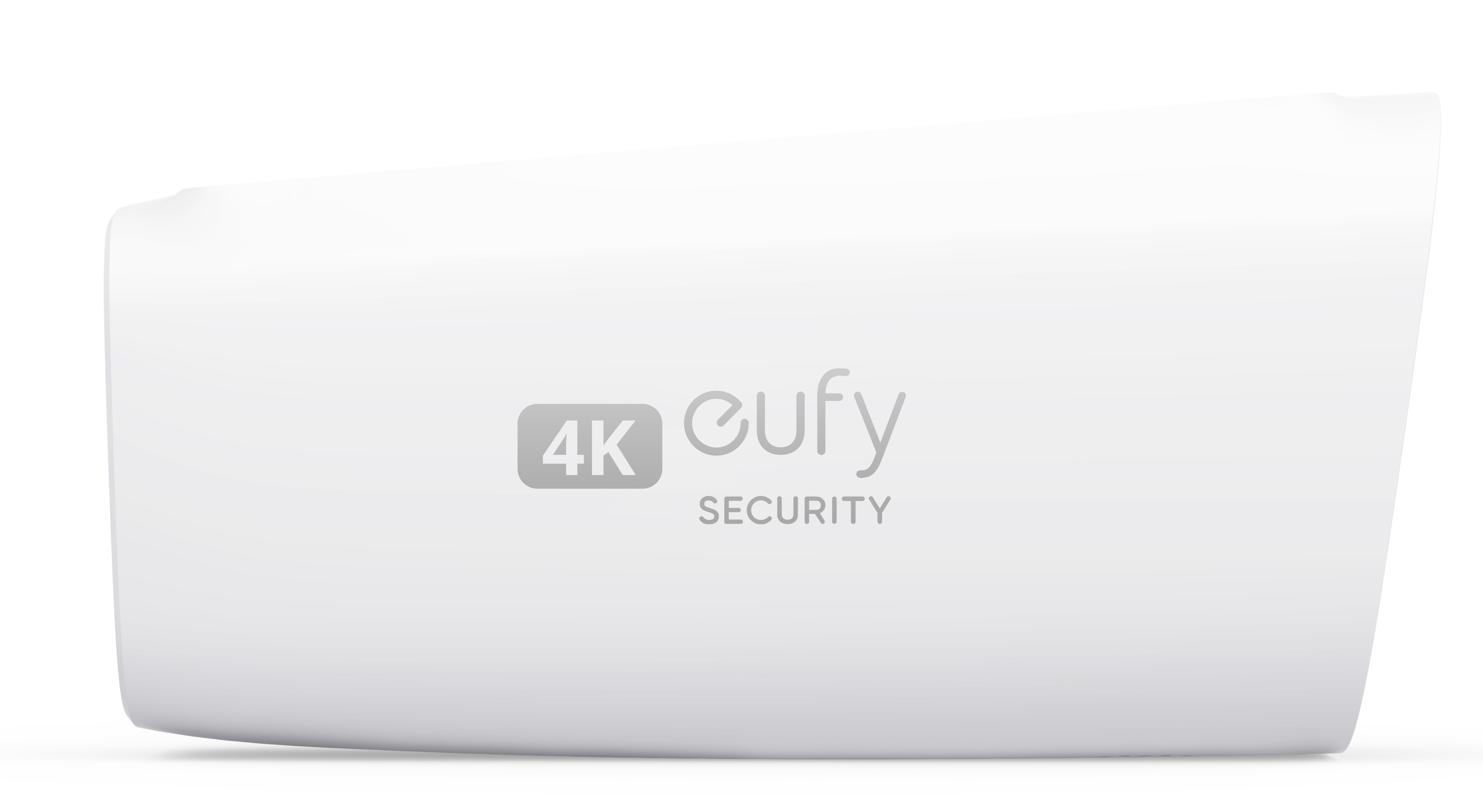 Białe prostokątne urządzenie zabezpieczające eufy. Urządzenie ma logo 4K i eufy security.