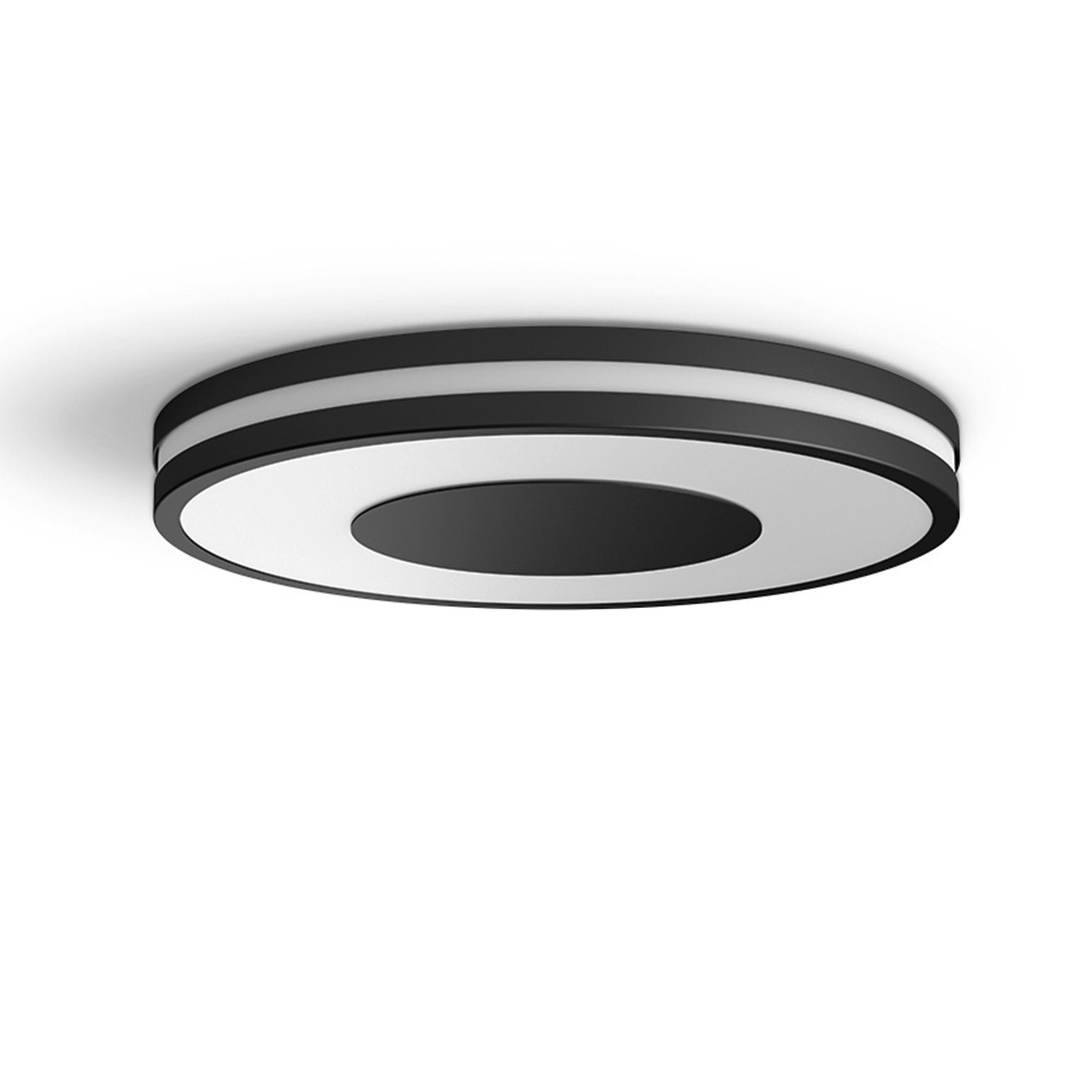 Plafonnier circulaire noir et blanc, design simple.