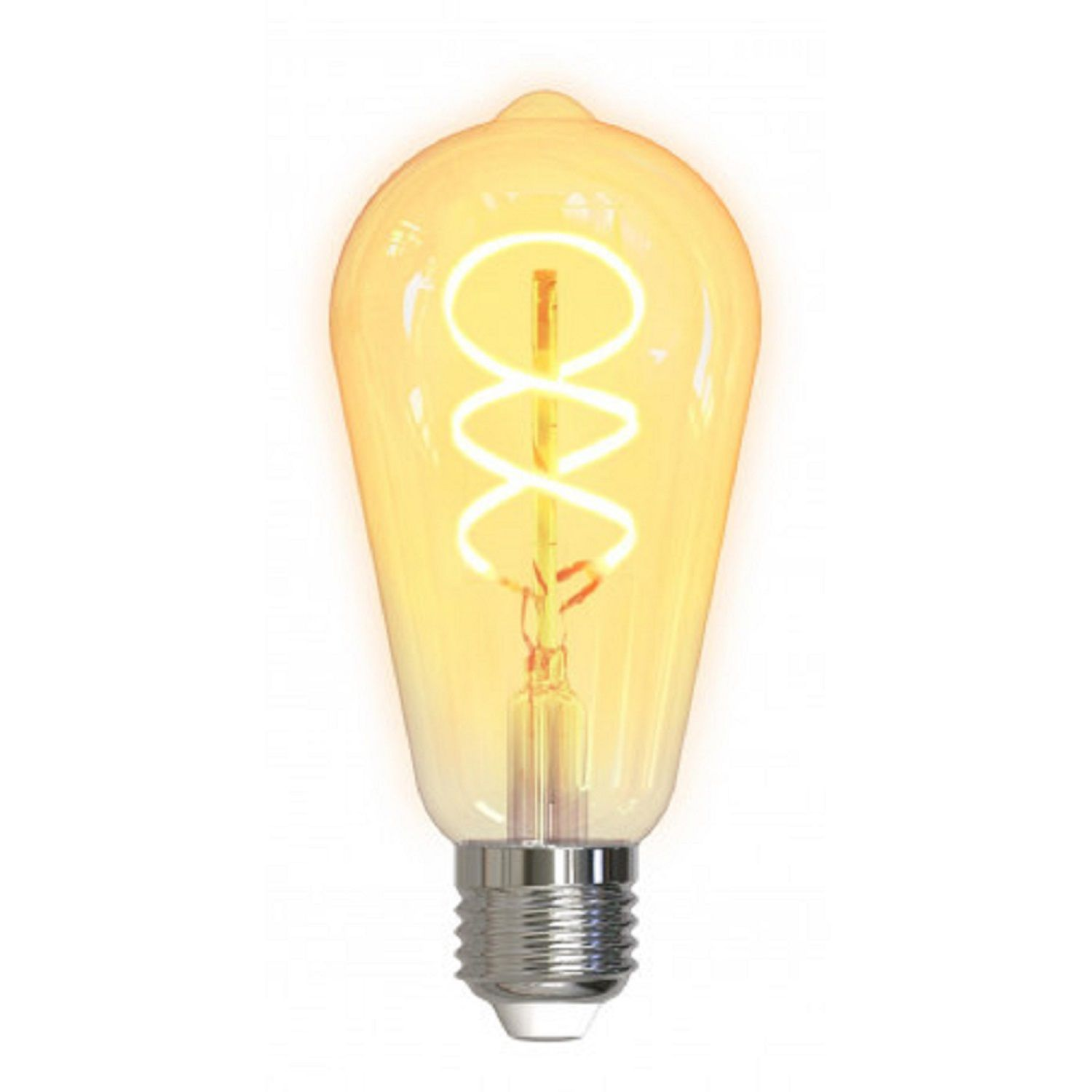 Una lampadina Edison incandescente con un filamento a spirale.