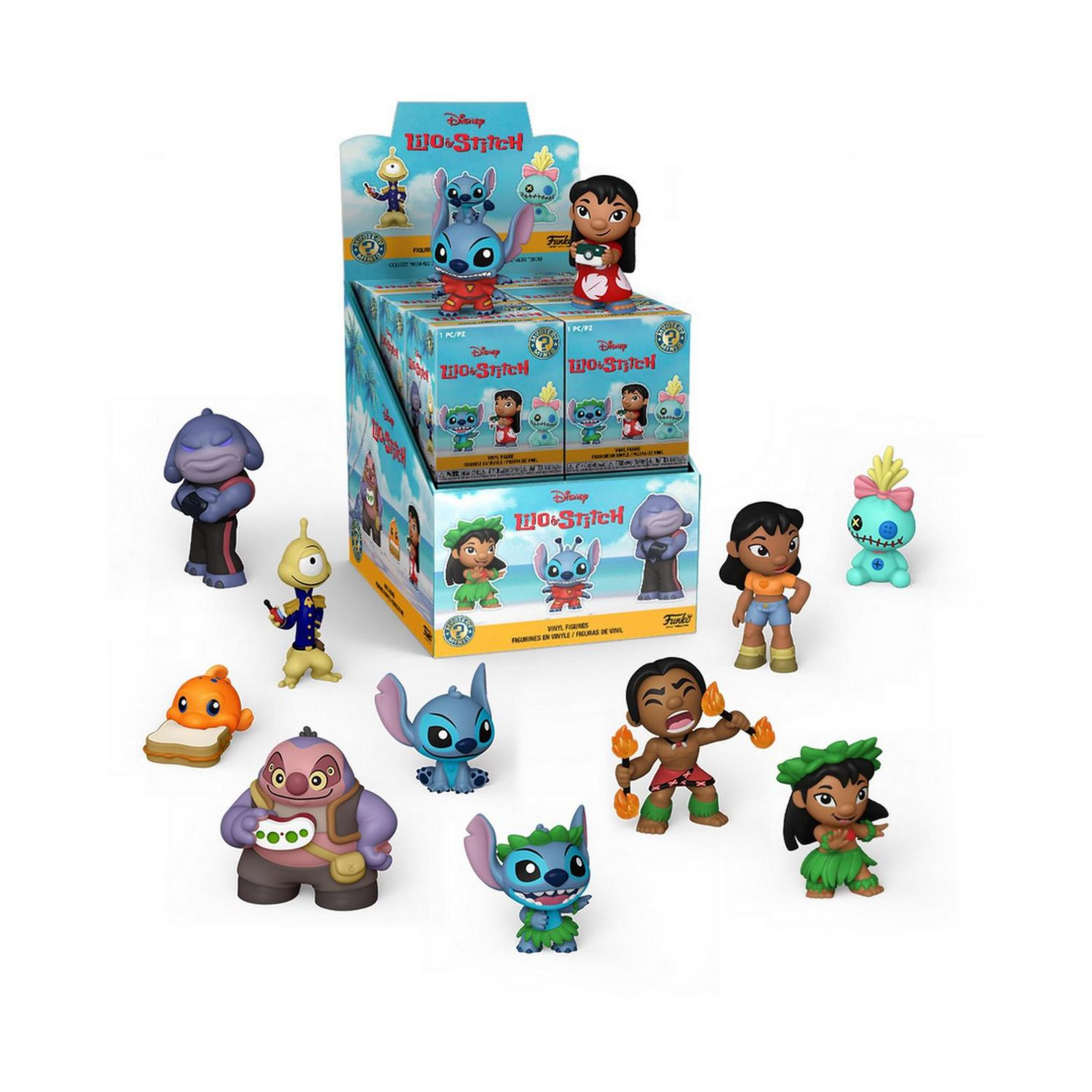 Verschiedene Lilo & Stitch-Figuren, darunter Stitch, Lilo und andere Charaktere.