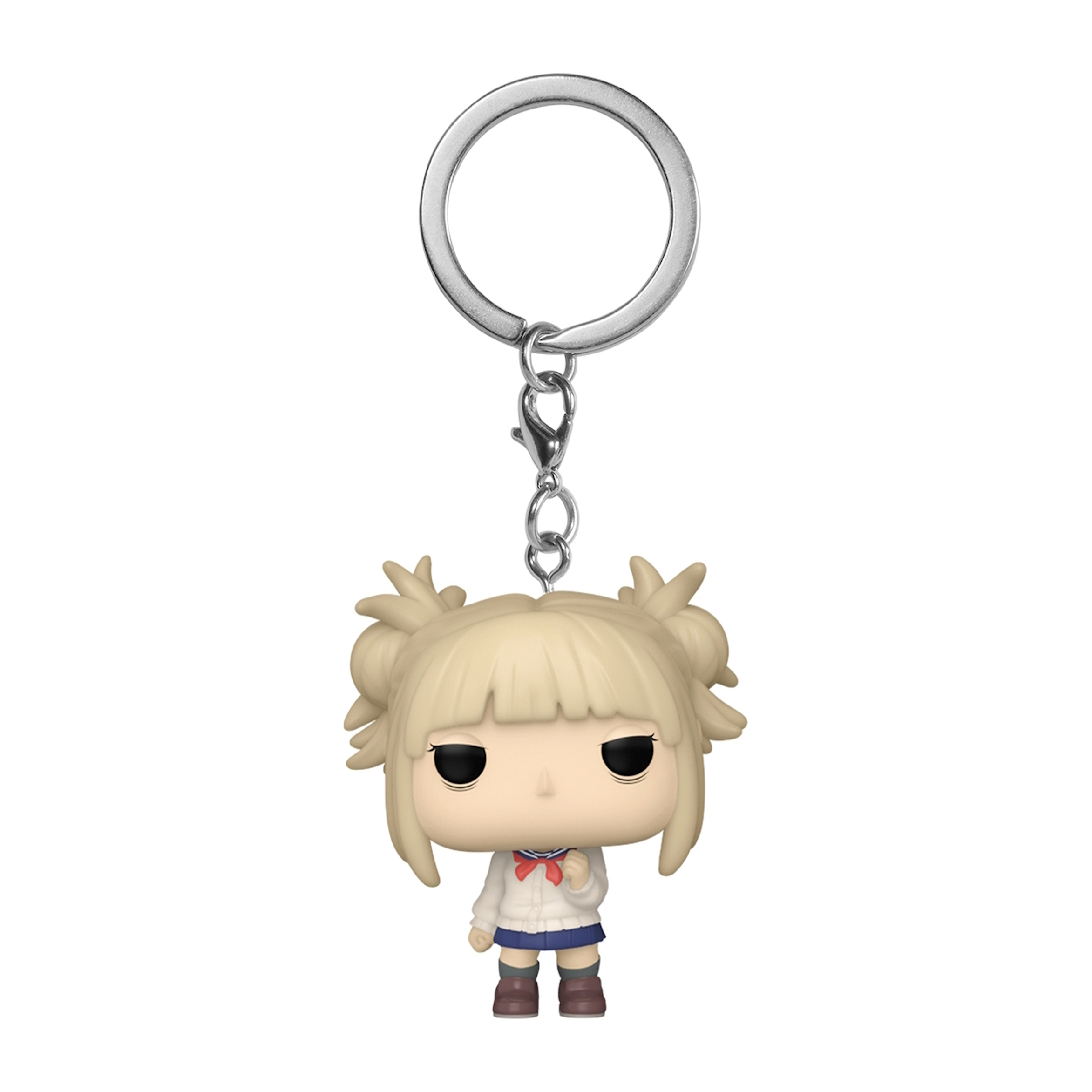 Schlüsselanhänger mit Funko Pop Figur eines Mädchens mit blonden Zöpfen, in Schuluniform.