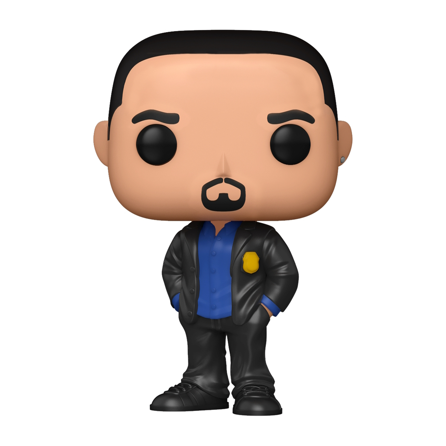Funko Pop eines Mannes im schwarzen Anzug, mit Schnurrbart.