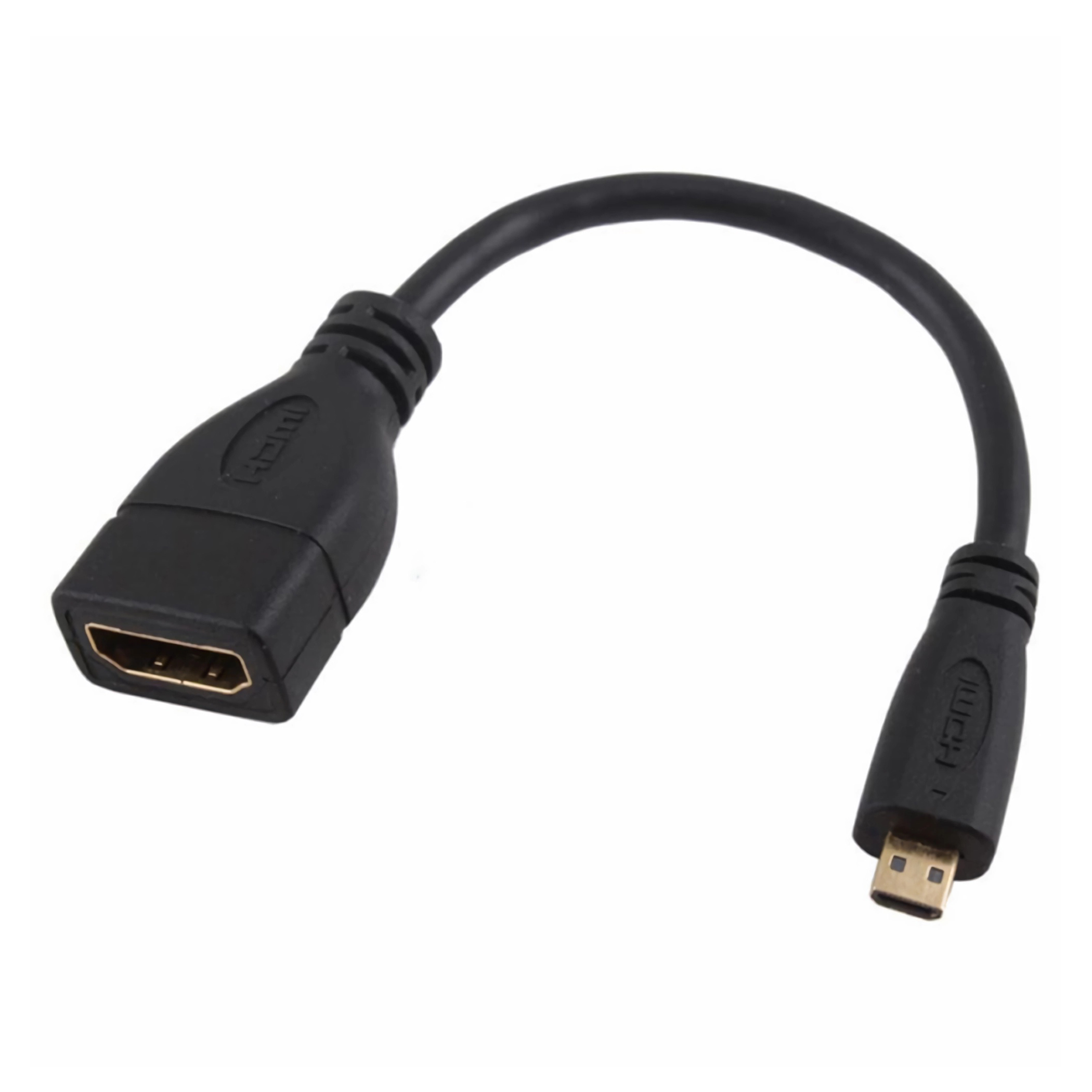 Ein schwarzes HDMI-zu-Micro-HDMI-Adapterkabel.