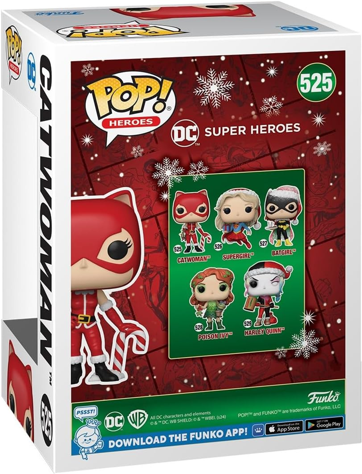 Caja de Funko Pop de Catwoman. La caja presenta a Catwoman y otros personajes de DC Super Heroes.