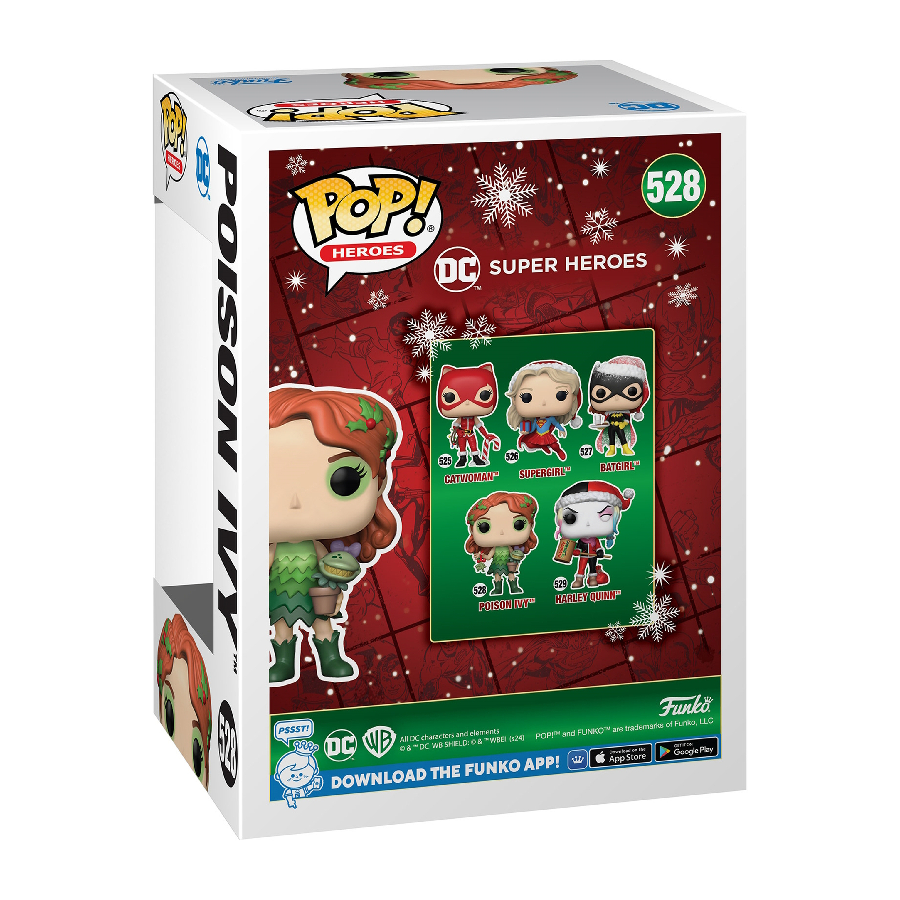 Scatola Funko Pop con la figura di Poison Ivy. Elencati più personaggi DC.