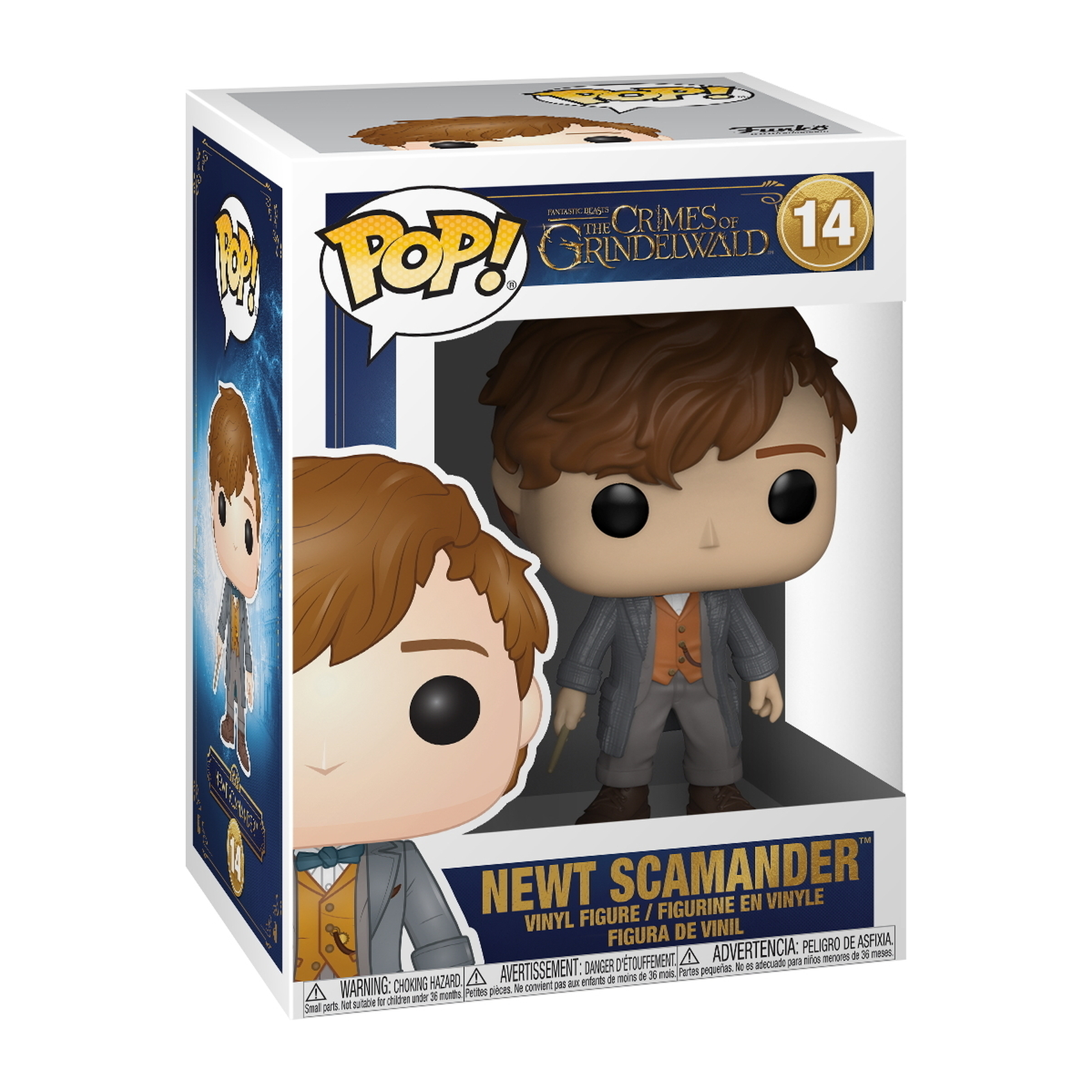 Figurka Funko Pop Newt Scamander w pudełku.