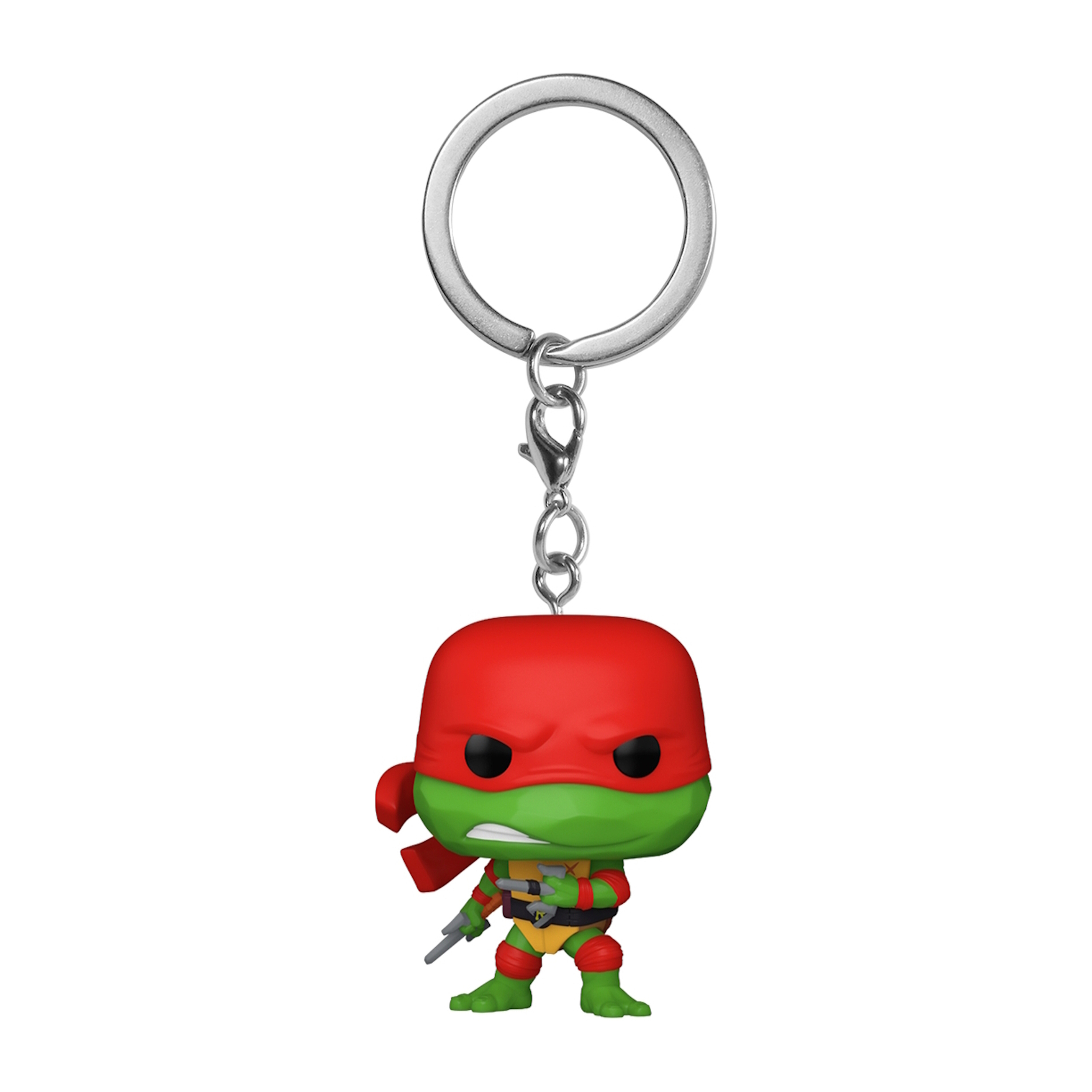 Raphael Teenage Mutant Ninja Turtle Funko Pop Schlüsselanhänger Figur mit grünen und roten Farben.