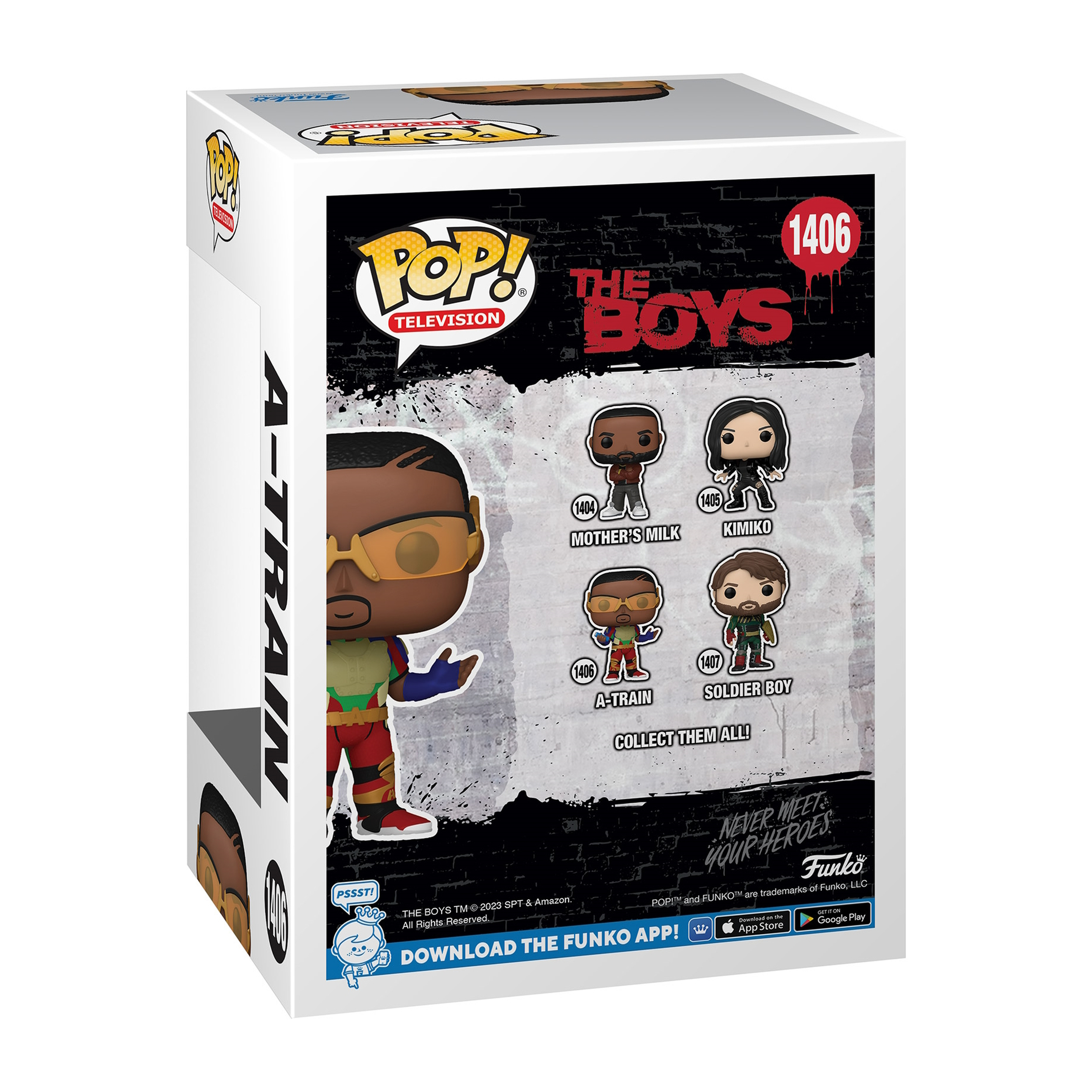 Box-Set mit The Boys Funko POP Figuren. A-Train, Mother's Milk, Kimiko und Soldier Boy sind abgebildet.