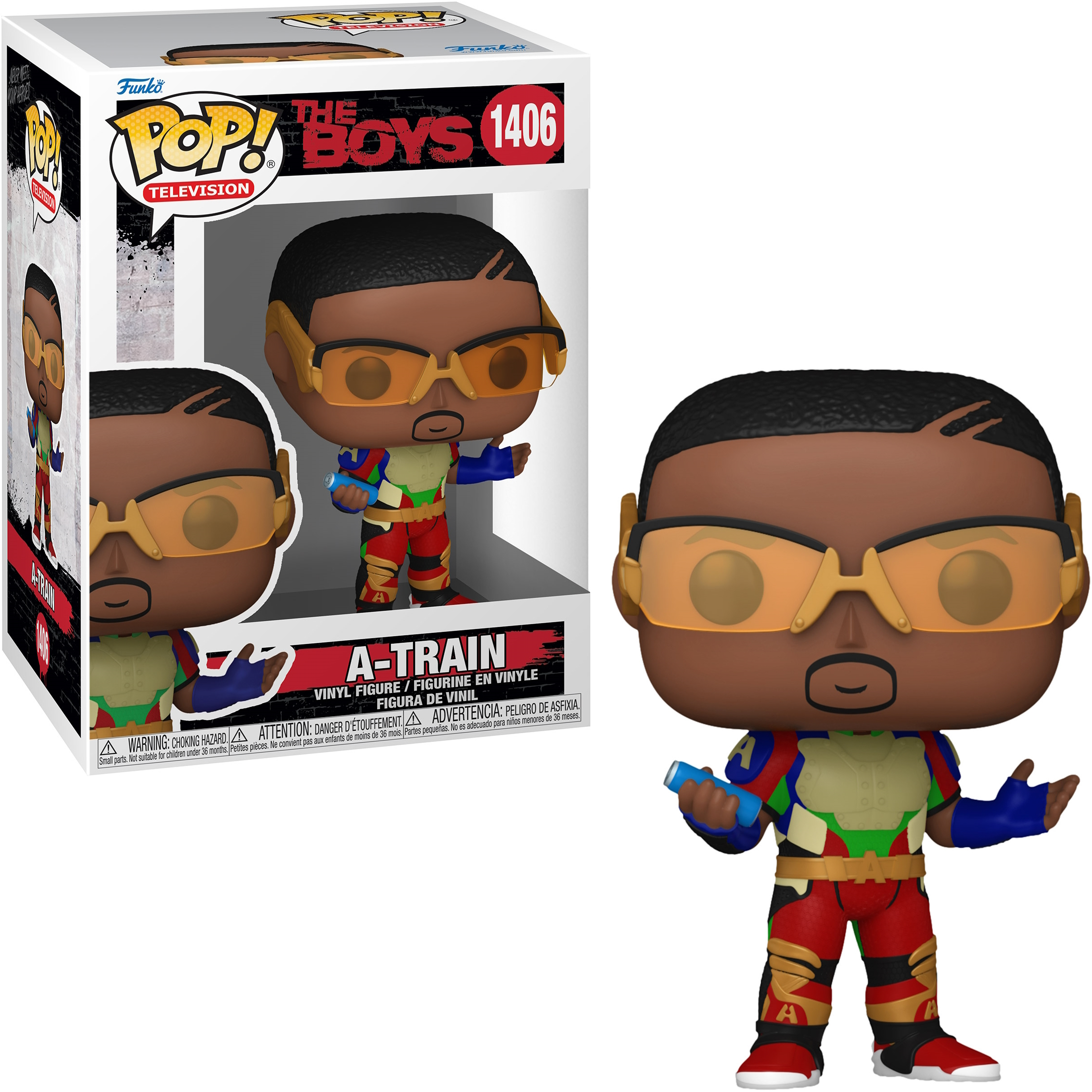A-Train Figur von The Boys, Funko Pop. Figur in Box und draußen.