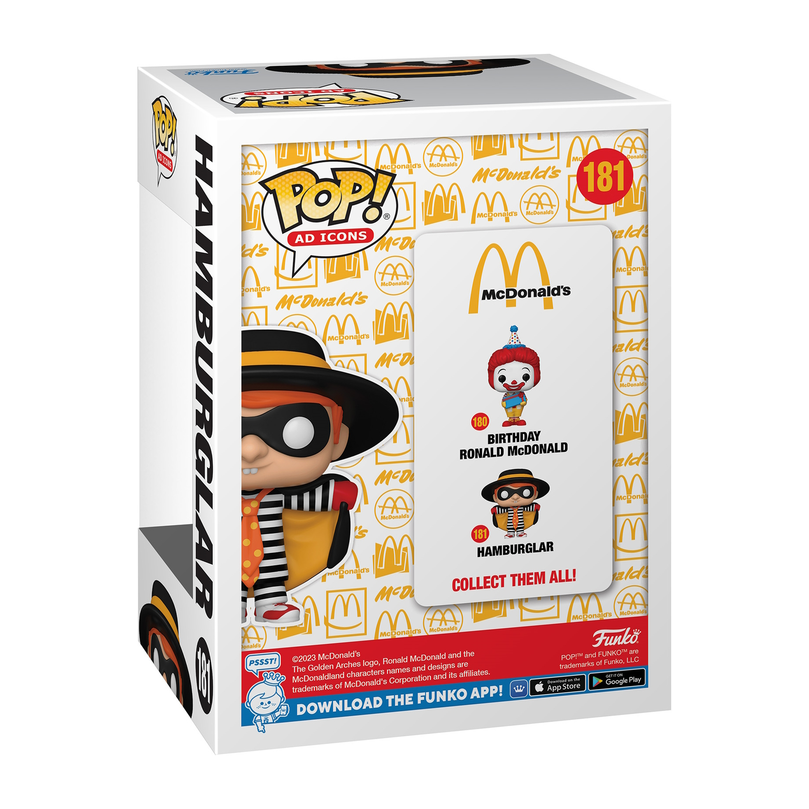 McDonald's Hamburglar Funko Pop Box, mit anderen Figuren.